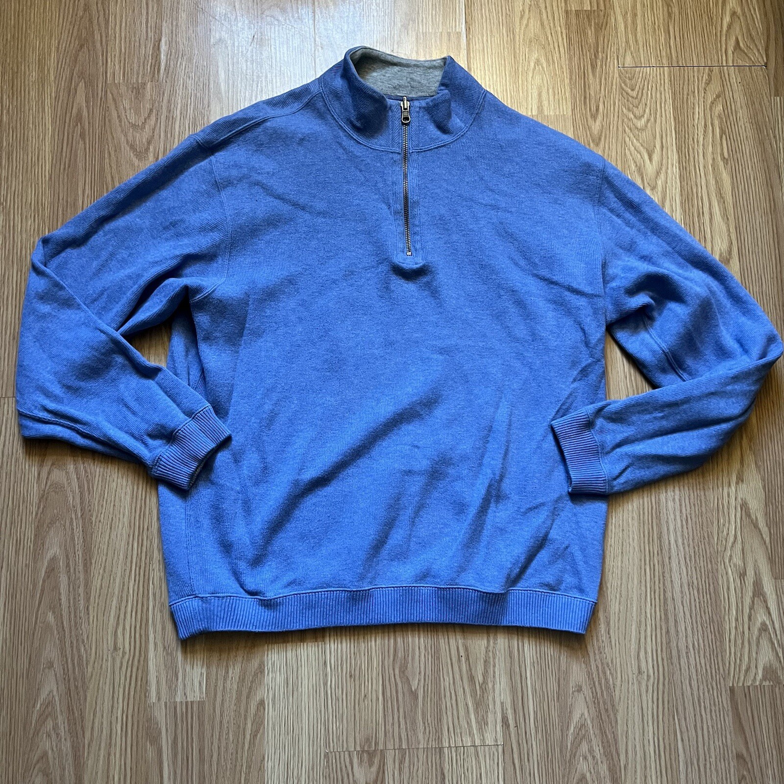 Cremieux Light Blue & Gray Reversible 1/4 Zip Sweater Men’s Size XL Golf Preppy