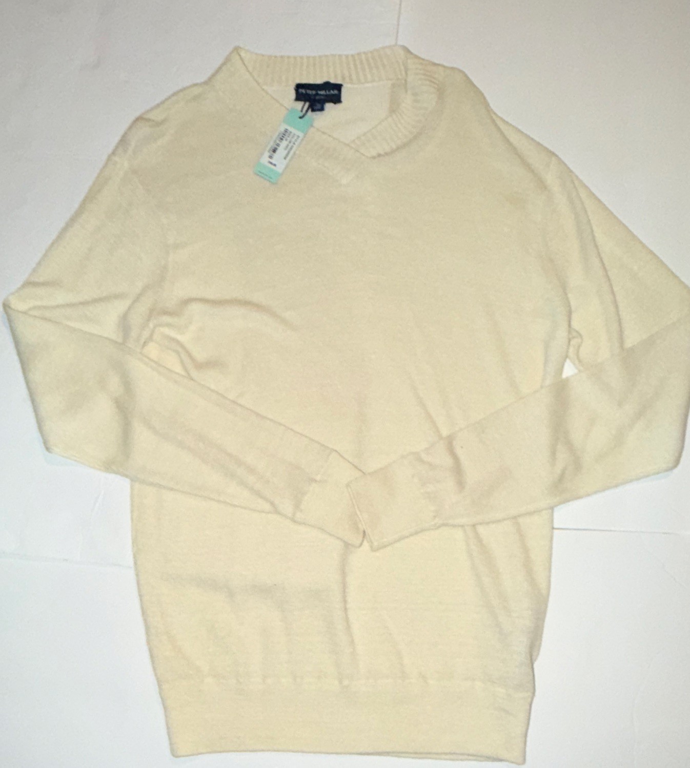 Peter Millar Collection Cream Linen Merino Wool Men’s V Neck Sweater Size M NWT
