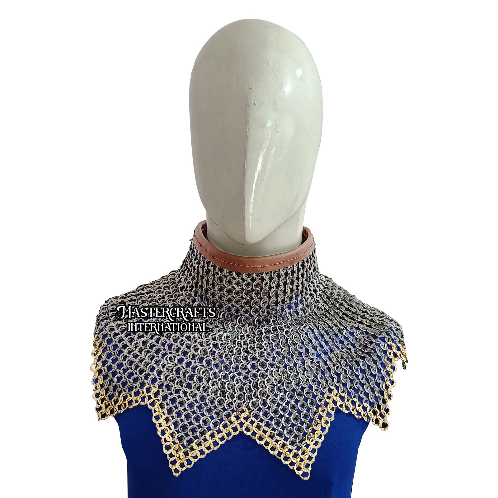 Medieval Chainmail Zig-Zag Neck Collar Mild Steel 9mm Flat Riveted Ring for LARP
