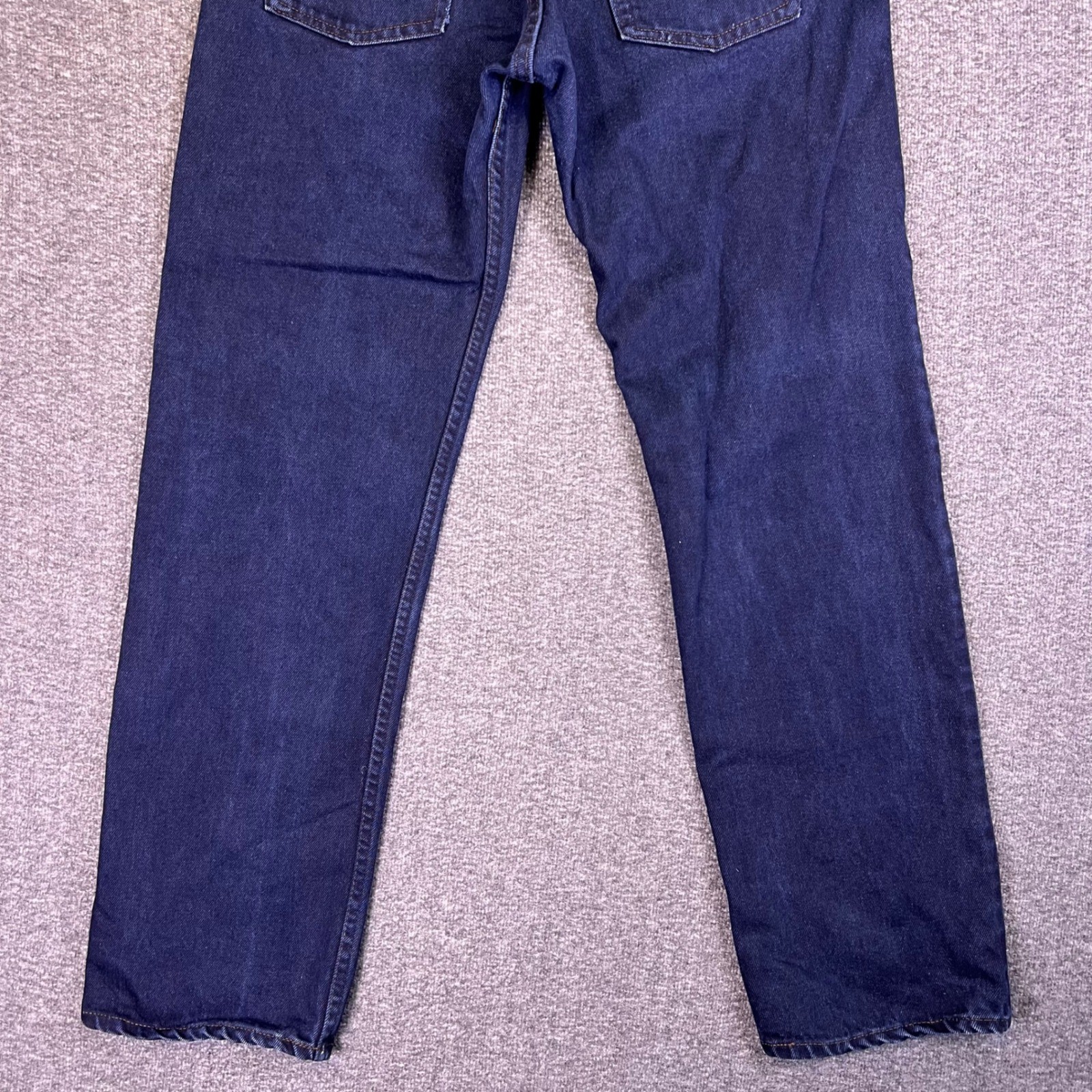 VTG 80s Levis 502 055B Jeans 32×32 Raw Indigo Denim Button Fly Red Tab Leather
