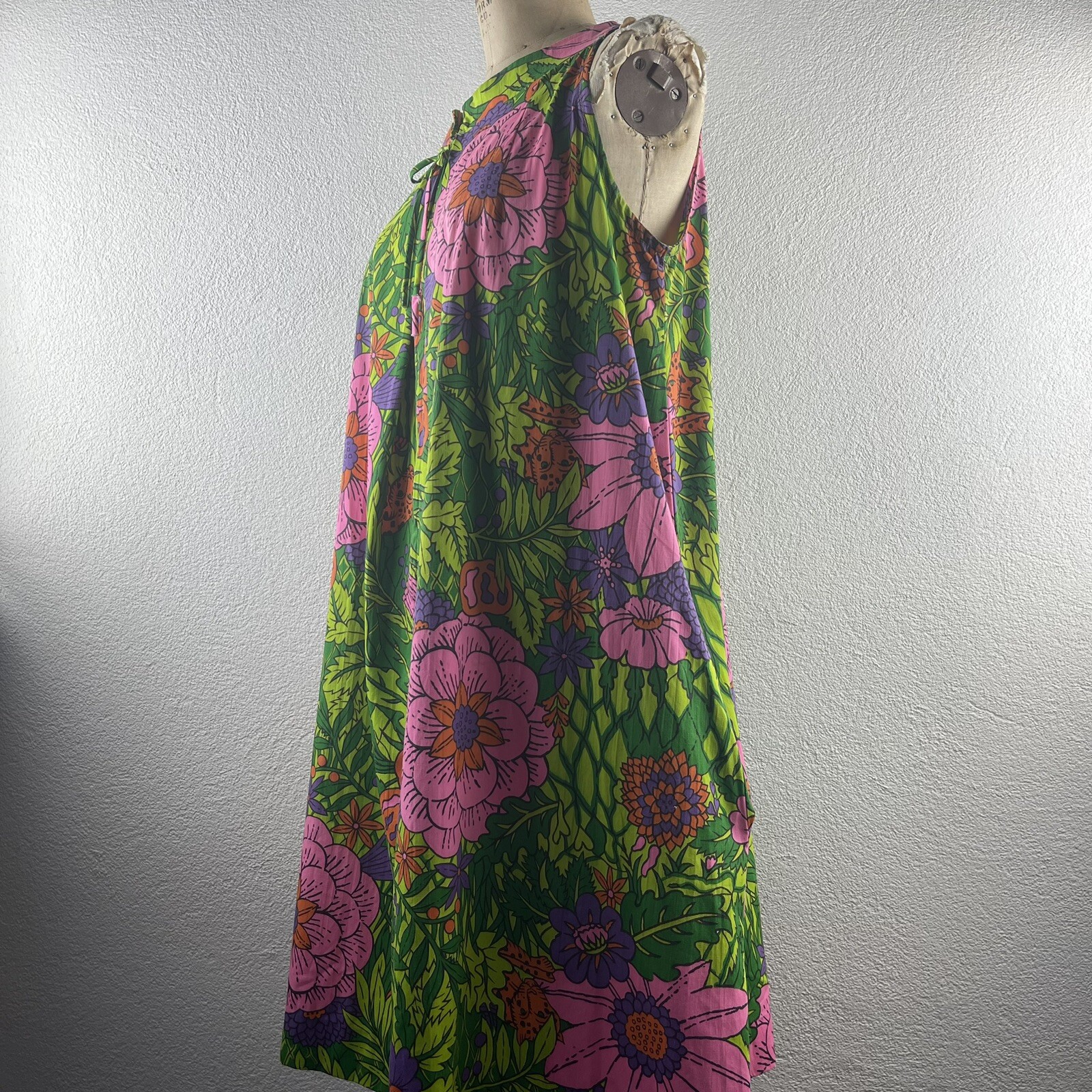 Vintage l 60s M Coffee Break Mod Novelty Floral Jungle Leopard Zip Pockets Dress