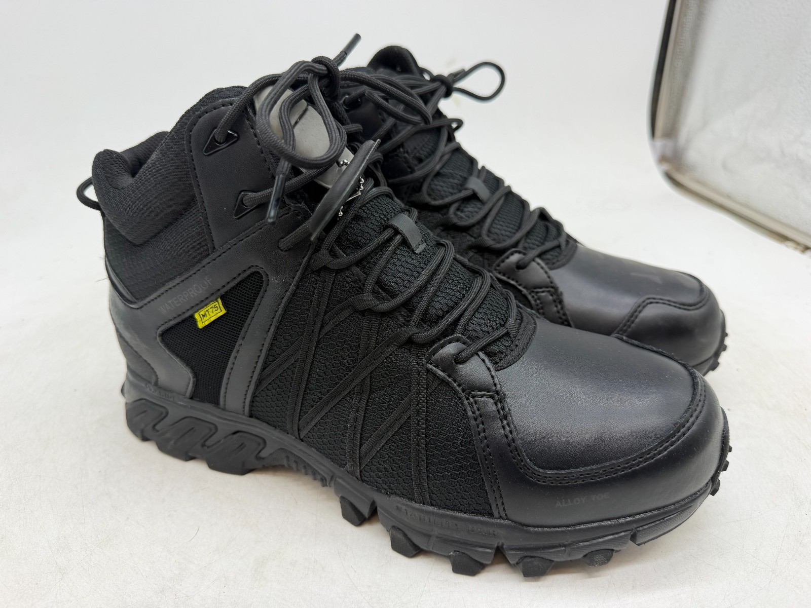 Reebok Trailgrip Work Alloy Toe Met Guard Boots Men’s Black Leather Ankle – 10.5