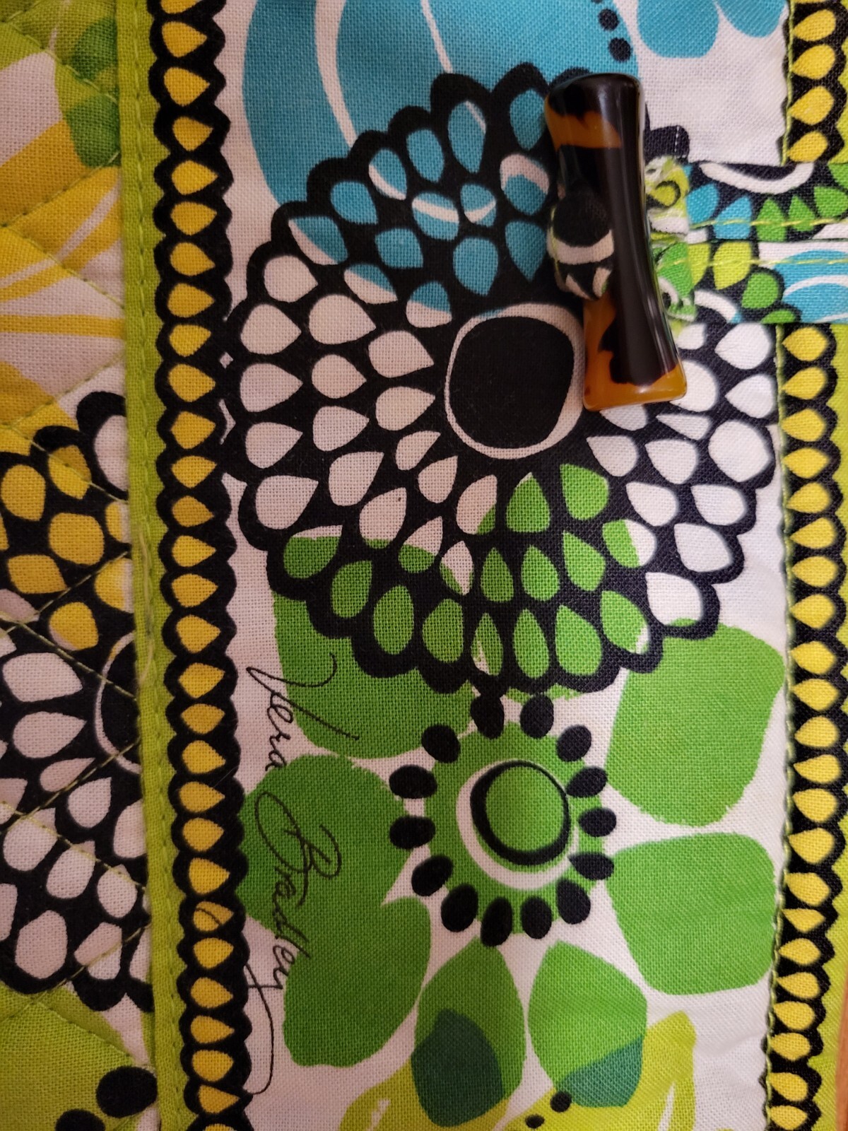 Vera Bradley Black, Yellow, Green, Blue Large Floral Tote Bag