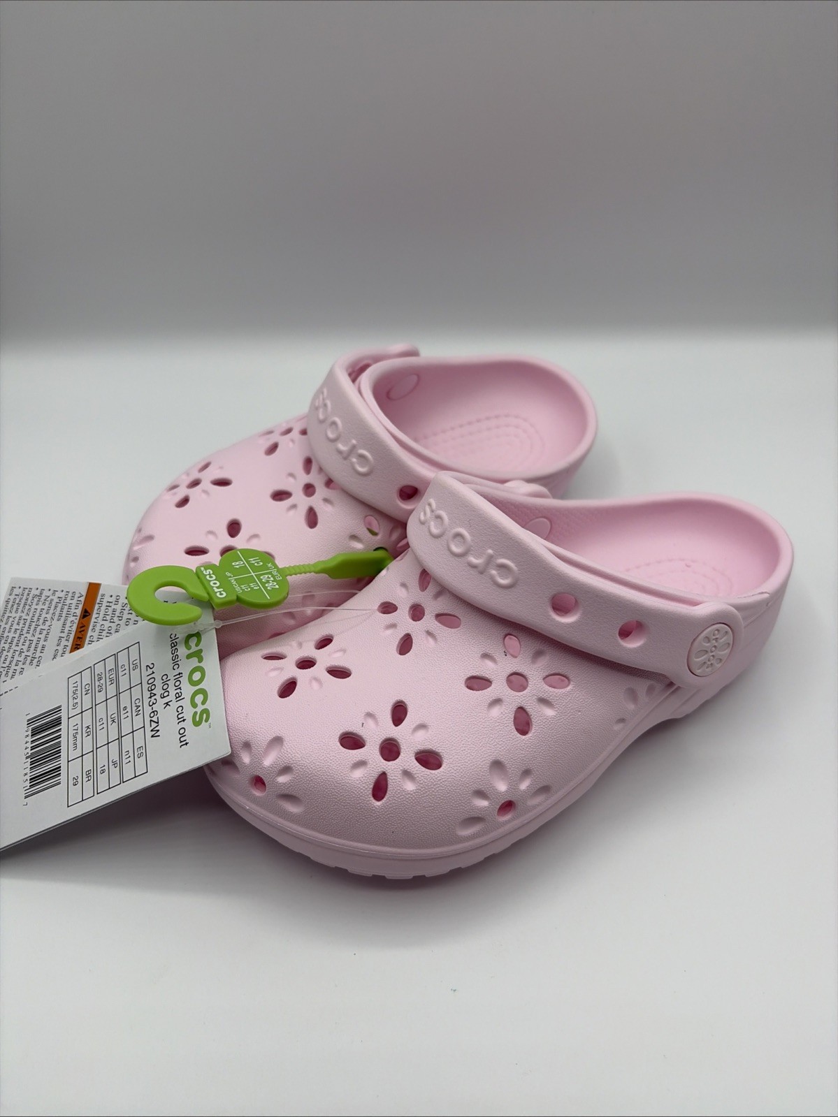 Crocs Floral Cut Classic Clog Light Pink Girl Kids Size C 11