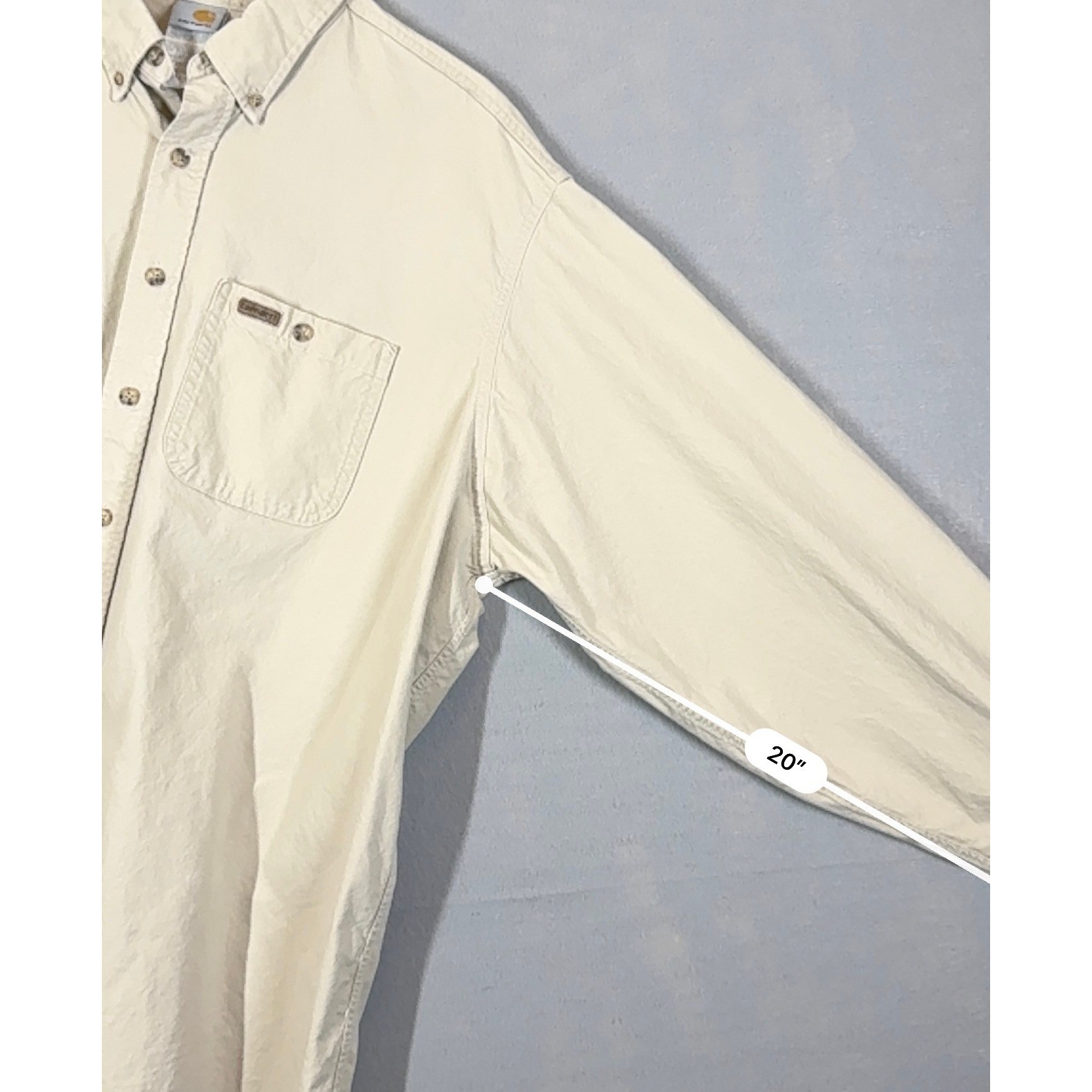 Carhartt Long Sleeve Button Down Work Shirt Men’s XL Beige Heavyweight Cotton
