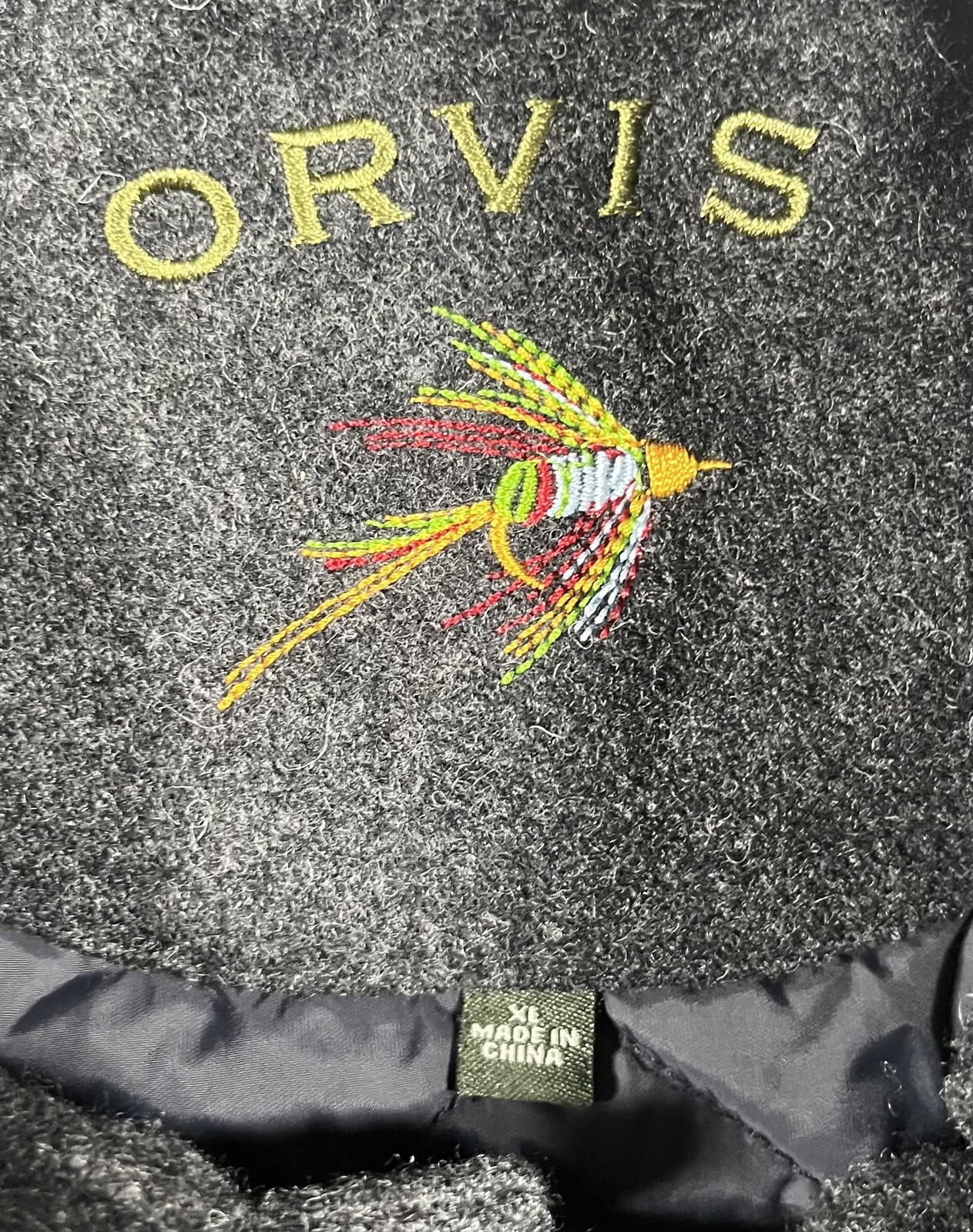 Orvis Coat Mens XL Gray Wool Tweed Quilted Lined Full Zip Pockets Outdoor Casual