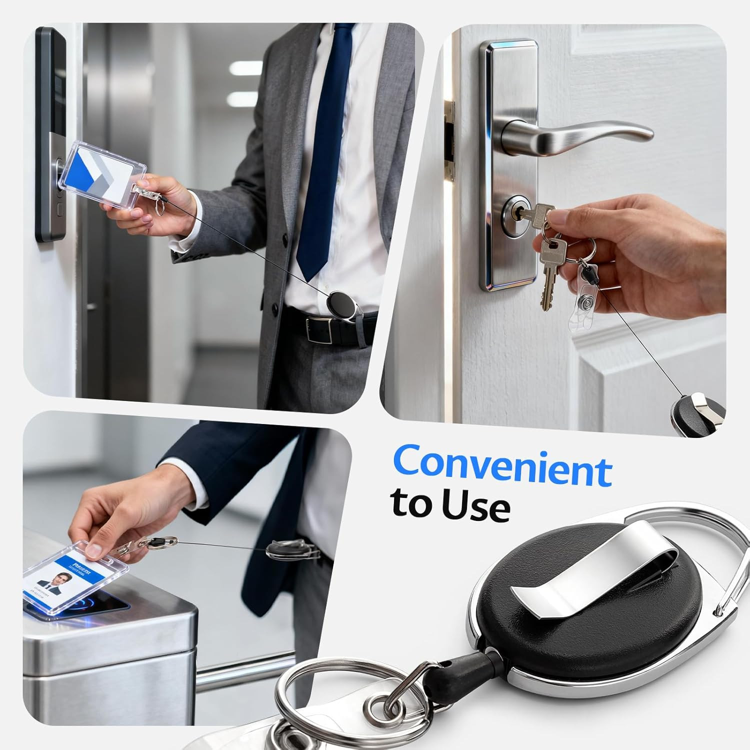 20 Pack Retractable Badge Holder with Carabiner Reel Clip, Badge Reel Bulk ID Ca