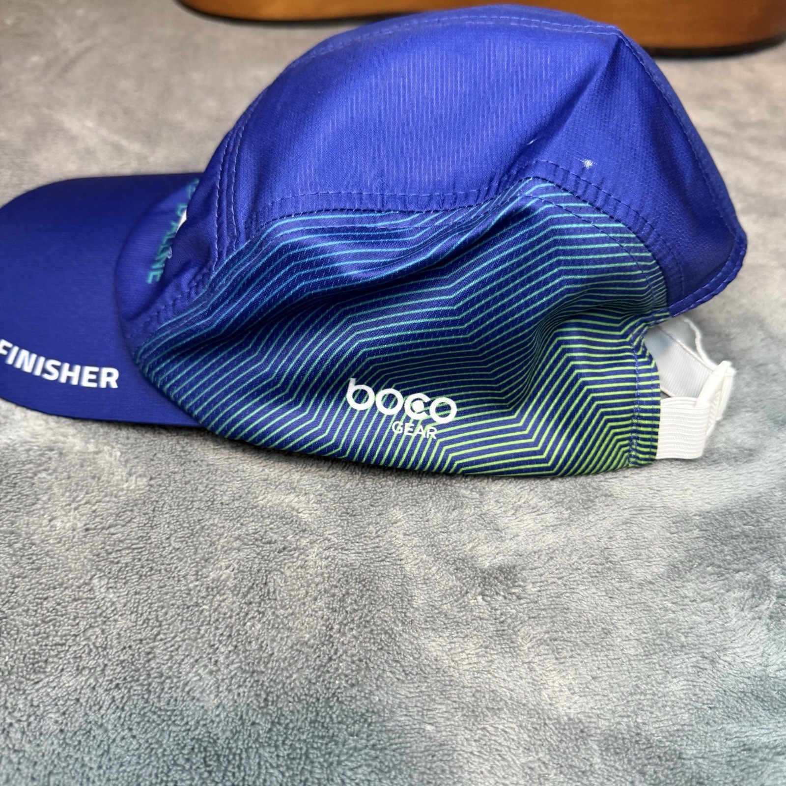 BOCO Gear 5 Panel Hat Ironman Triathalon 70.3 Coeur D’alene & Black White Splat