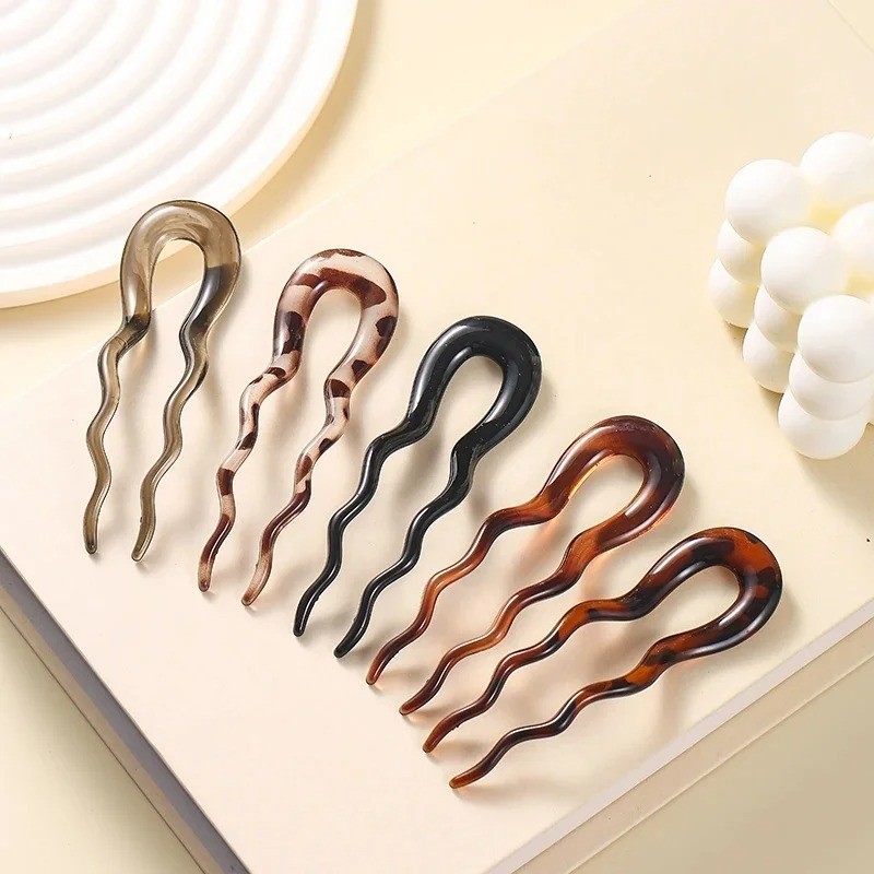 U-Shaped Hair Fork Tortoiseshell Acetate Acrylic Hairpin Fashion Hair Stick