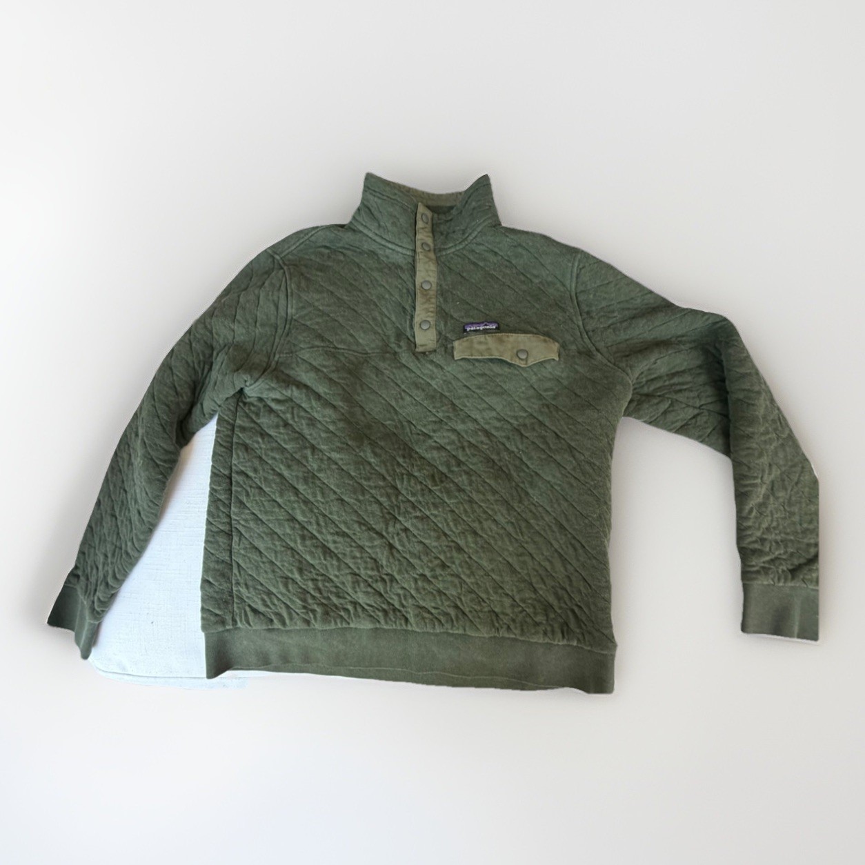 Patagonia Men’s Organic Cotton Quilt Snap-T Pullover Olive Green Medium