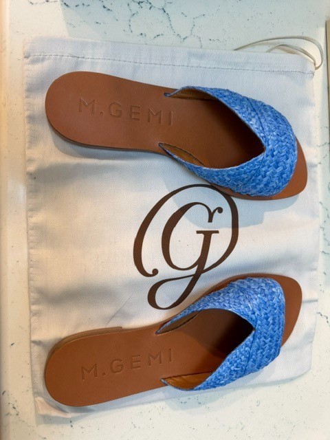 M. Gemi Womens The Marisa Raffia Slide Sandals Ocean Blue EU 38.5