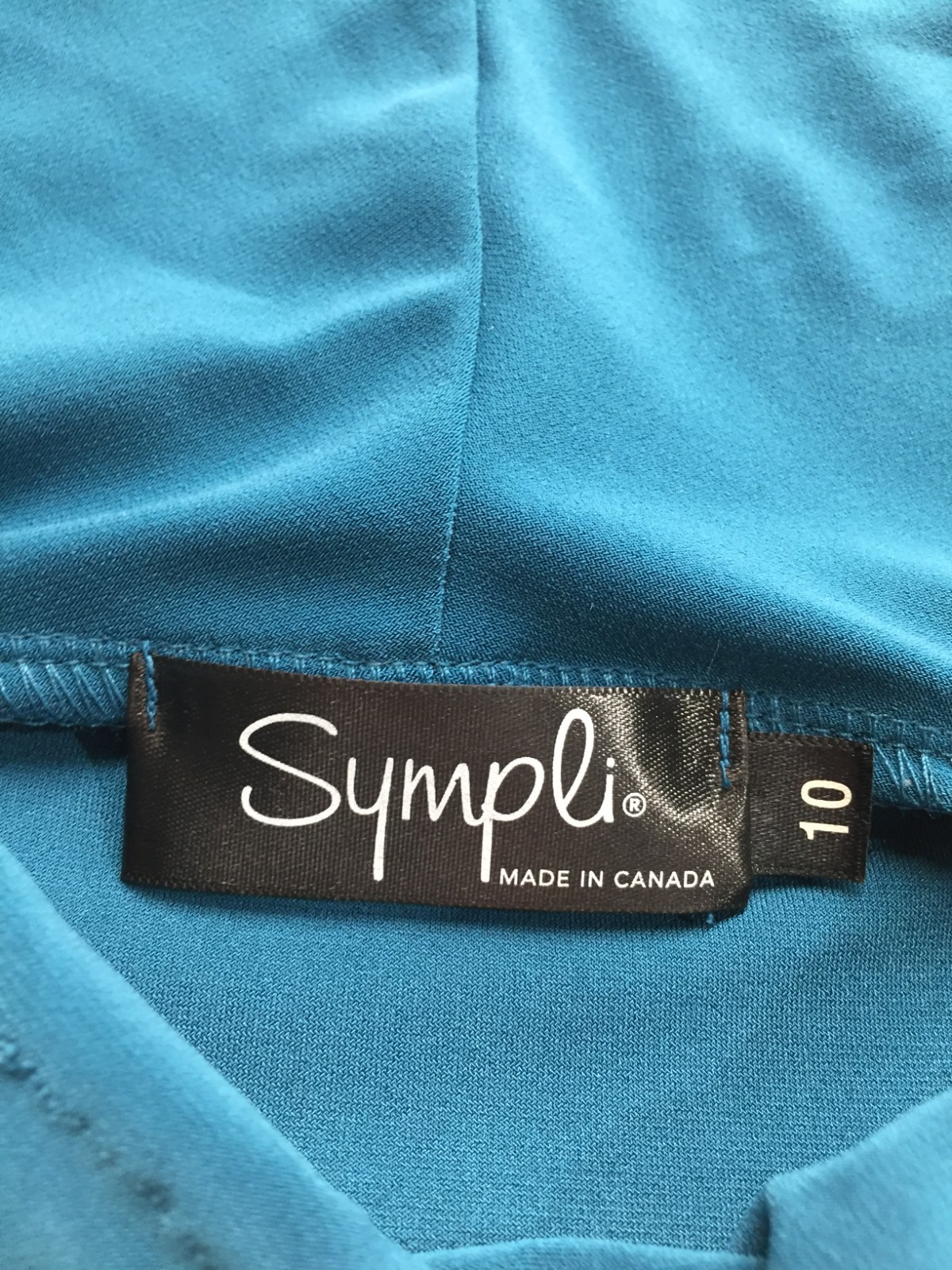 Sympli Tunic Blouse Womens 10 Dark Teal Cowl Neck Drawstring Long Sleeve Stretch