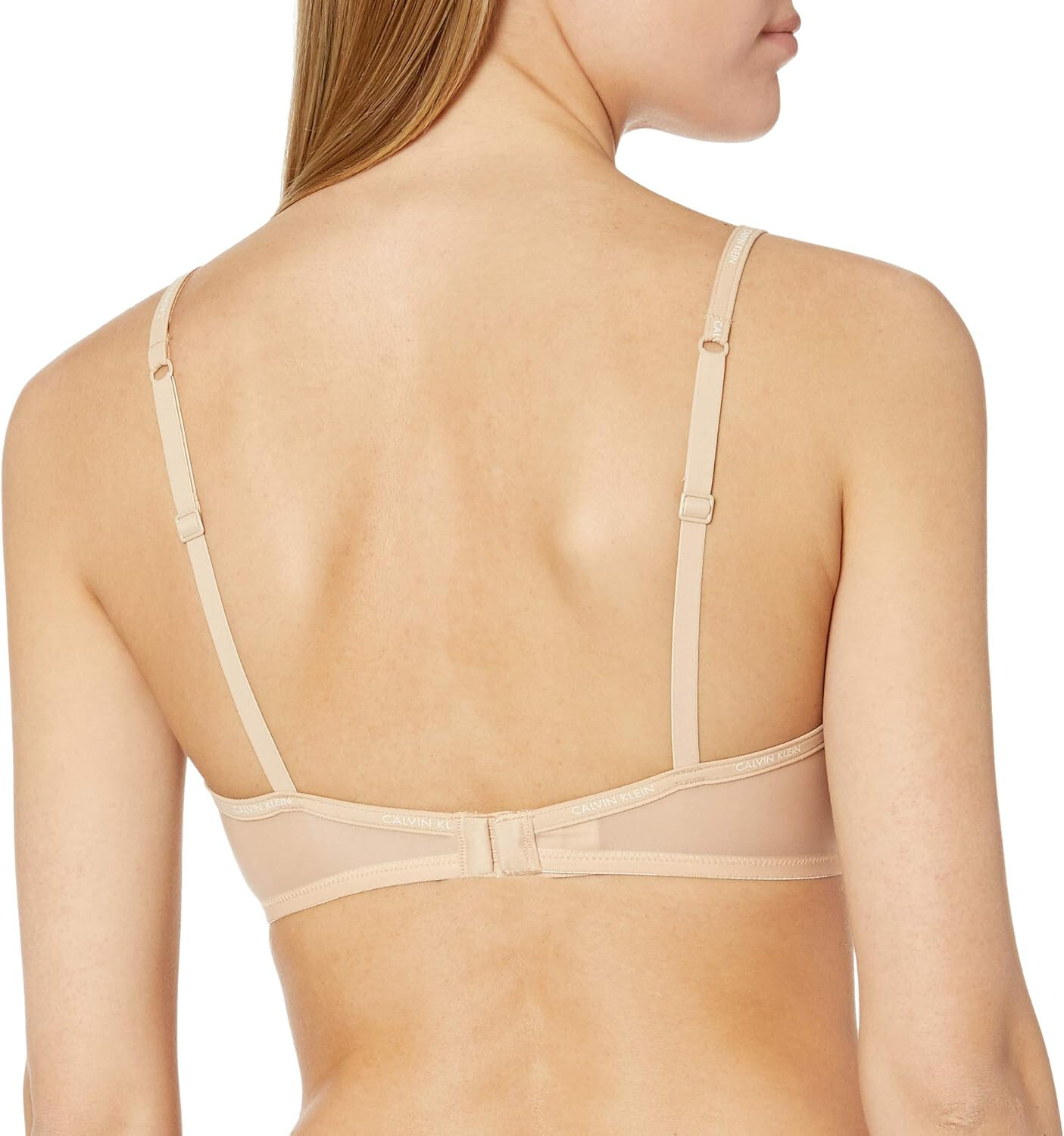 Calvin Klein Sheer Marquisette Lightly Lined Demi Bra-Bare-Size:32A
