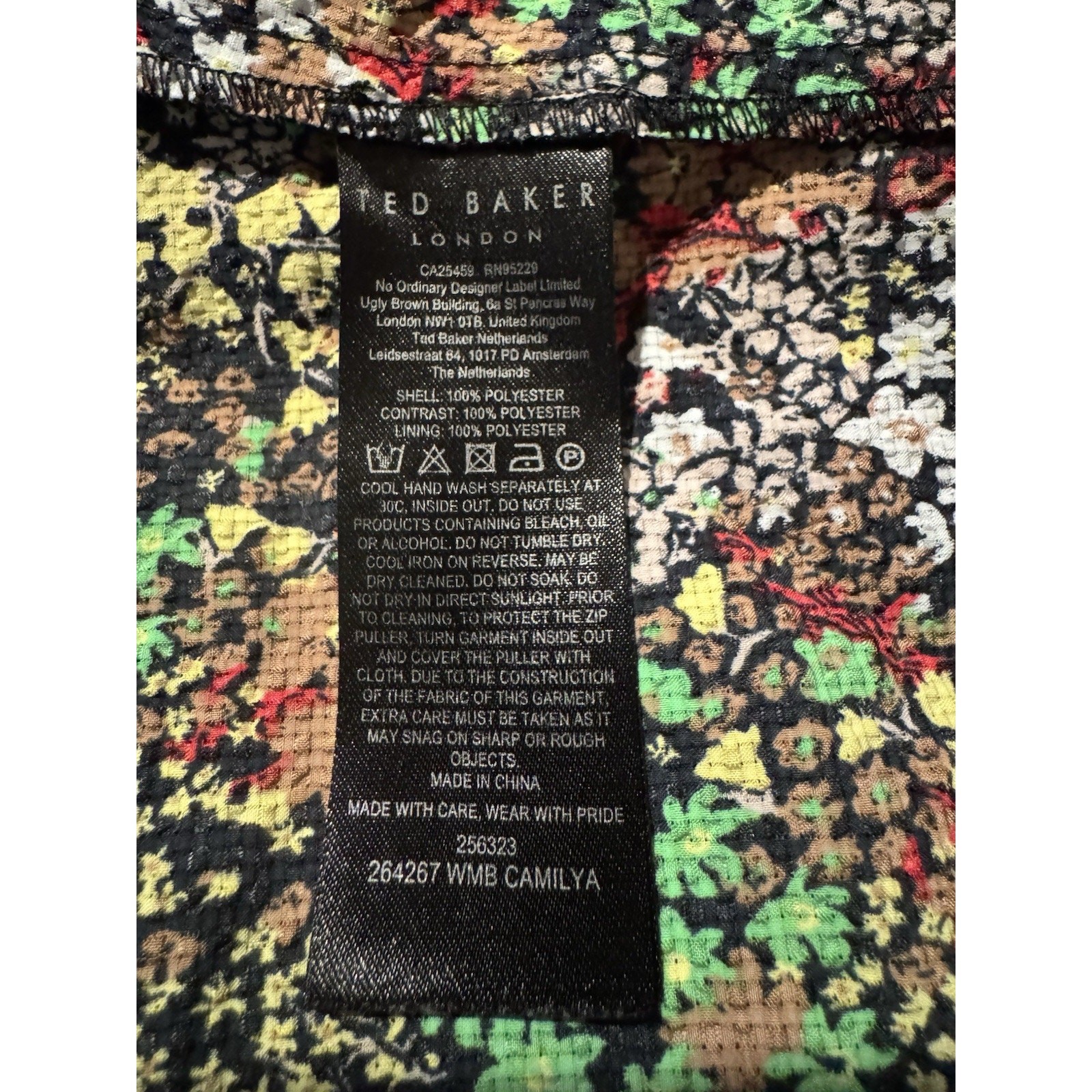 Ted Baker Women’s Floral Blouse Multicolor, Short Sleeve, Size 2