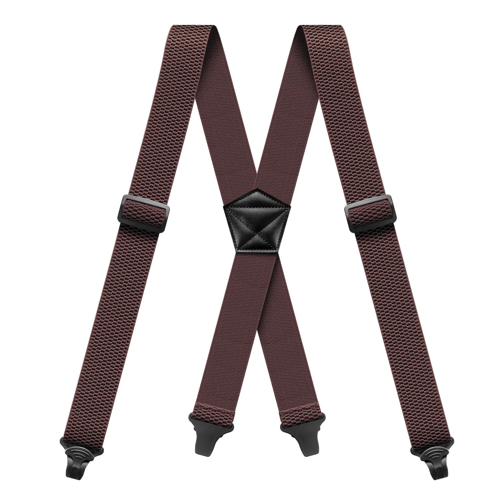 Heavy Duty Suspenders Men Hidden Plastic Clasp Braces Trousers Work Airport Frie