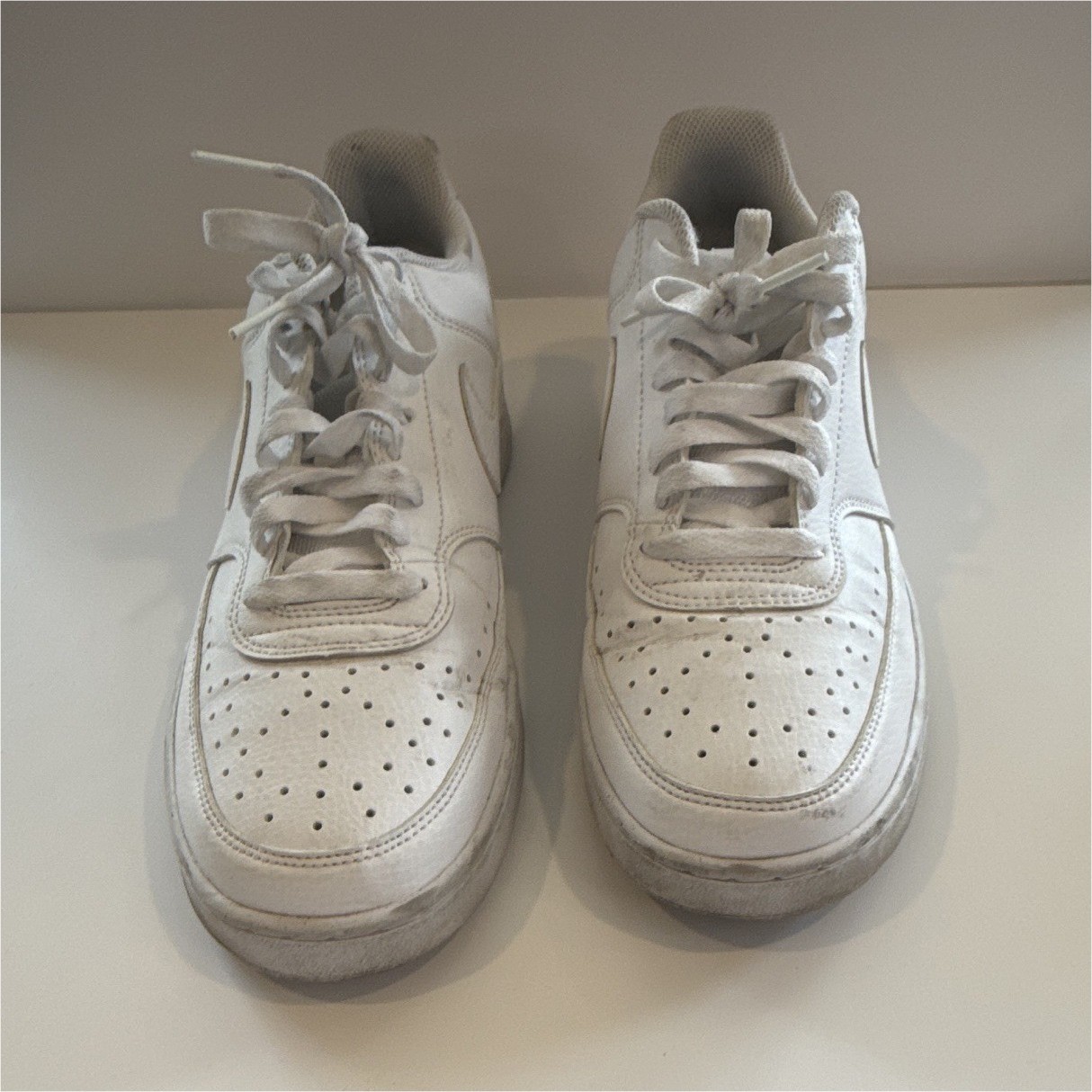 Nike Court Vision Next Nature Low Top Lace-Up Leather Sneaker Men Triple White