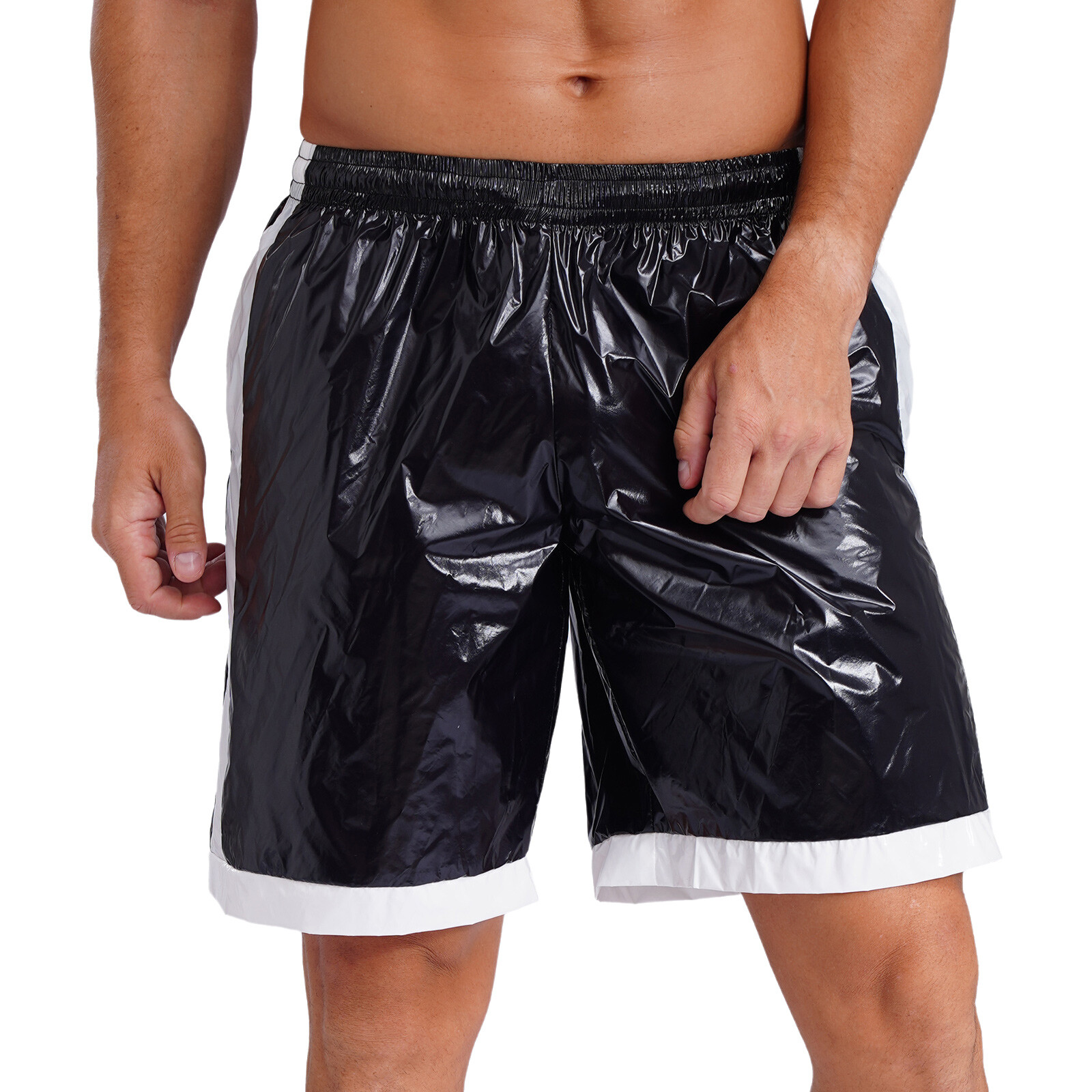 US Mens Wet Look Shiny Board Shorts Swim Trunks Beach Drawstring Boxer Shorts