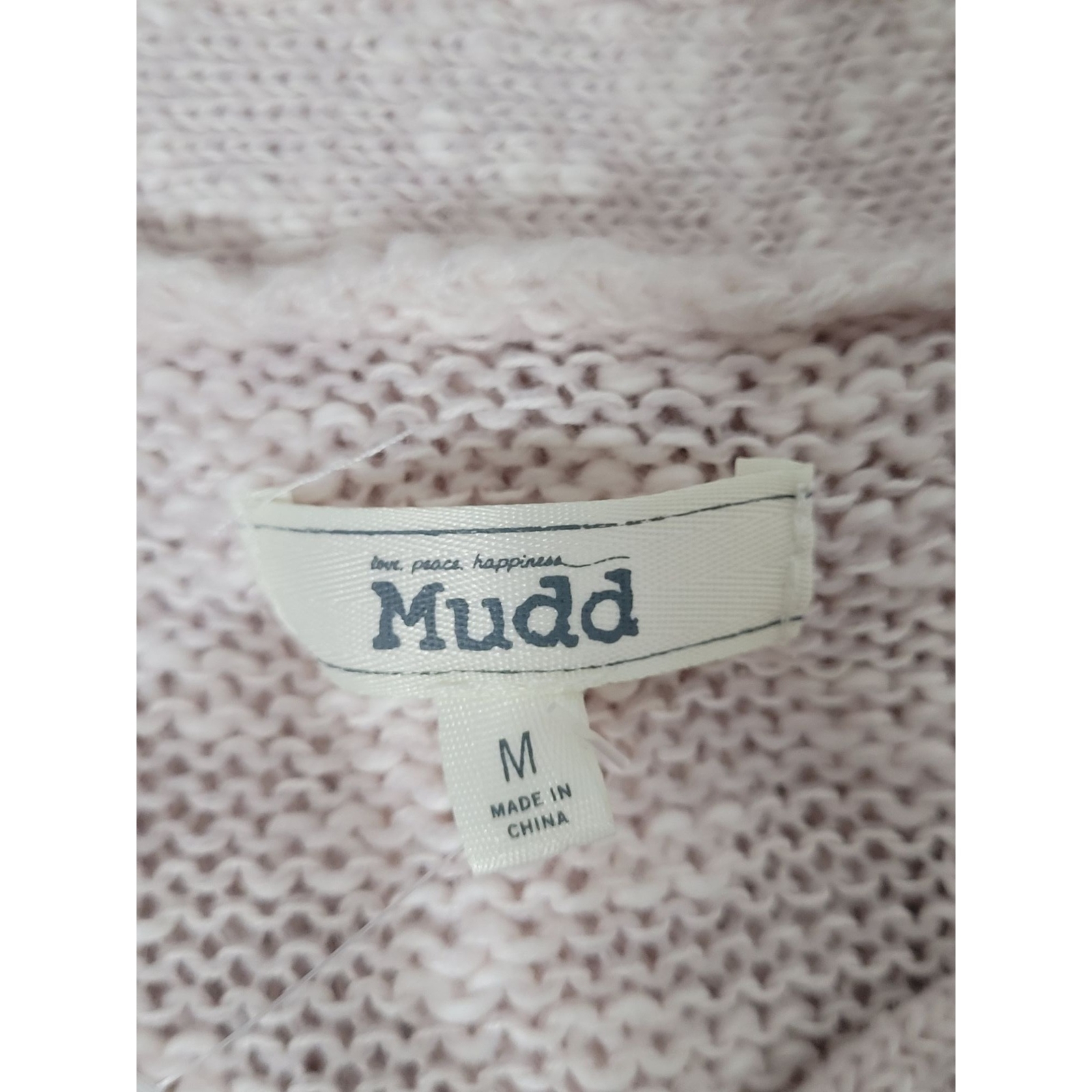Mudd Womens Sweater Size Medium Pale Pink Pullover V Neck Cut Outs Open Knit NWT