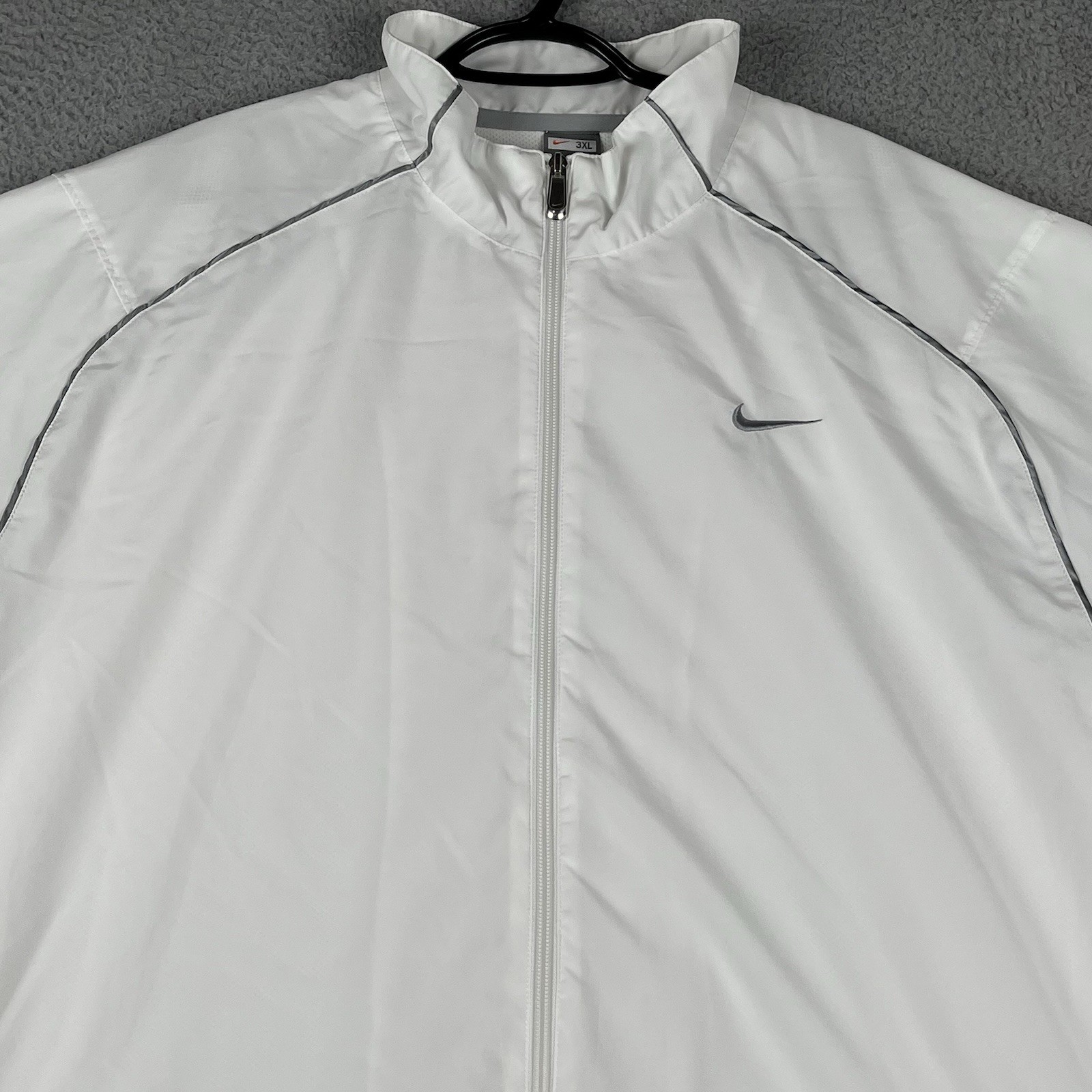 VTG Nike Jacket Mens 3XL White Track Windbreaker Full Zip Y2K Lined Lightweight