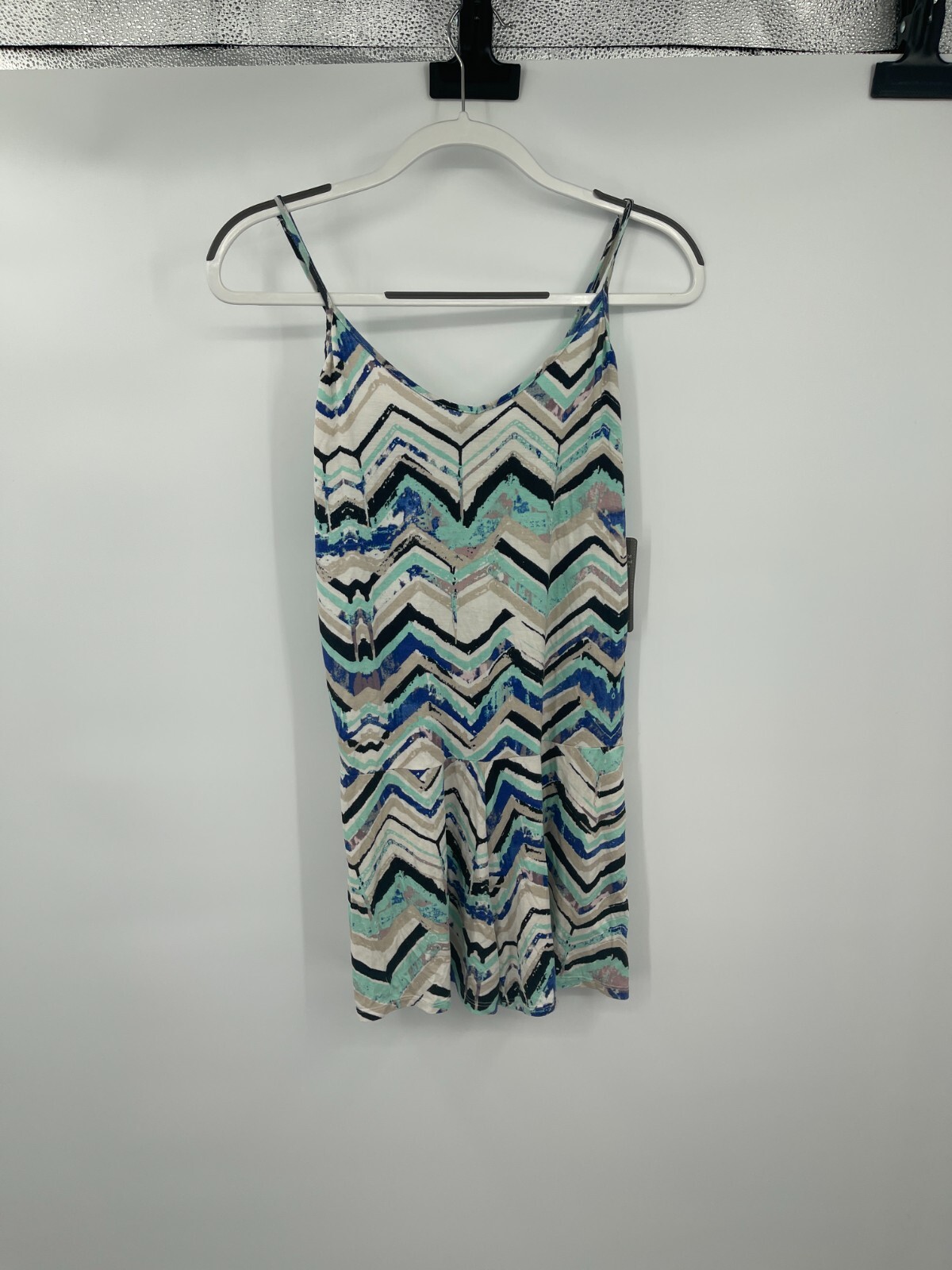 Threads 4 Thoughts Womens Romper Medium Lightweight Strappy Sleeve Chevron New