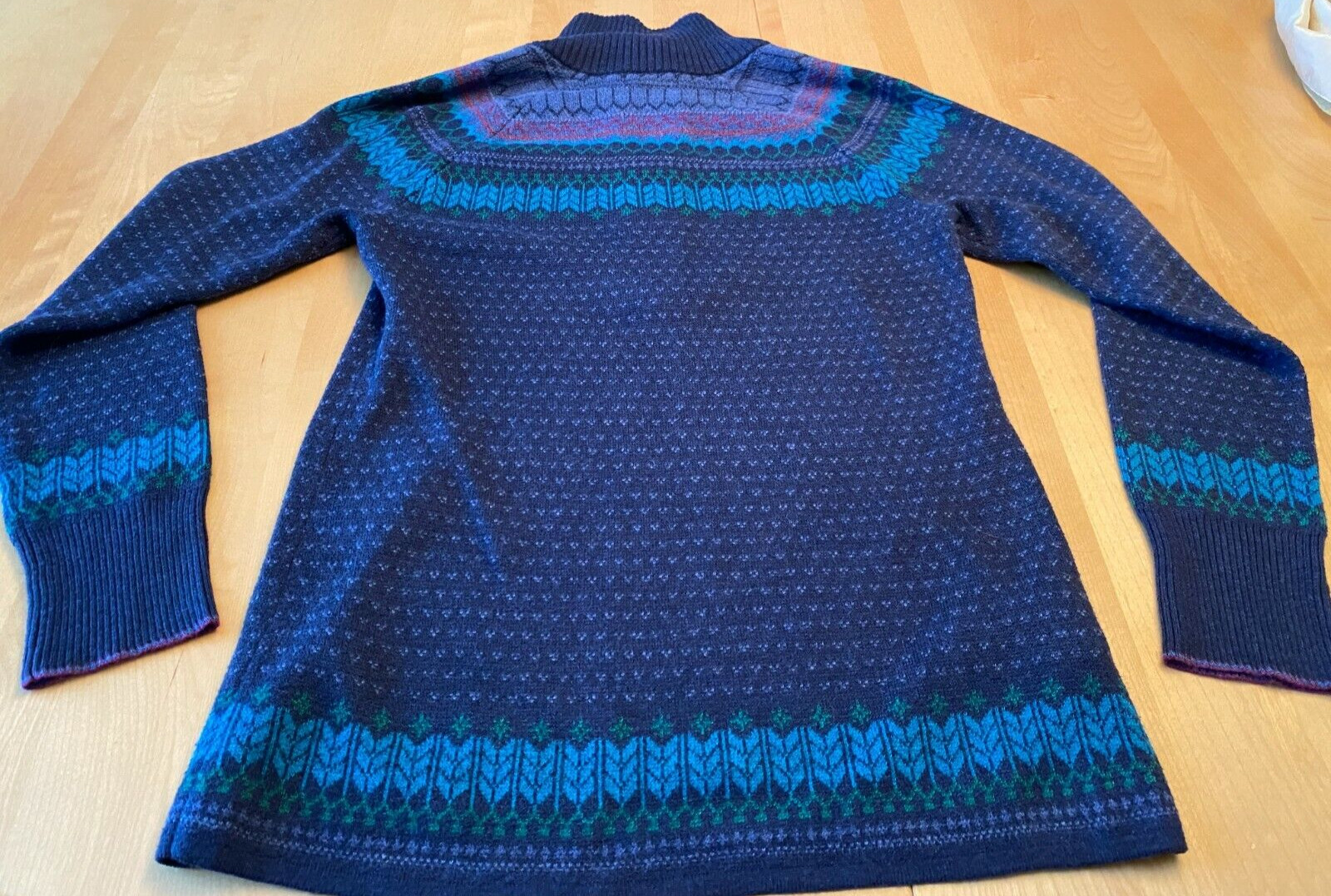 Eddie Bauer Sweater Women’s S Poly Rayon Blend Bird’s Eye Half Zip Fair Isle