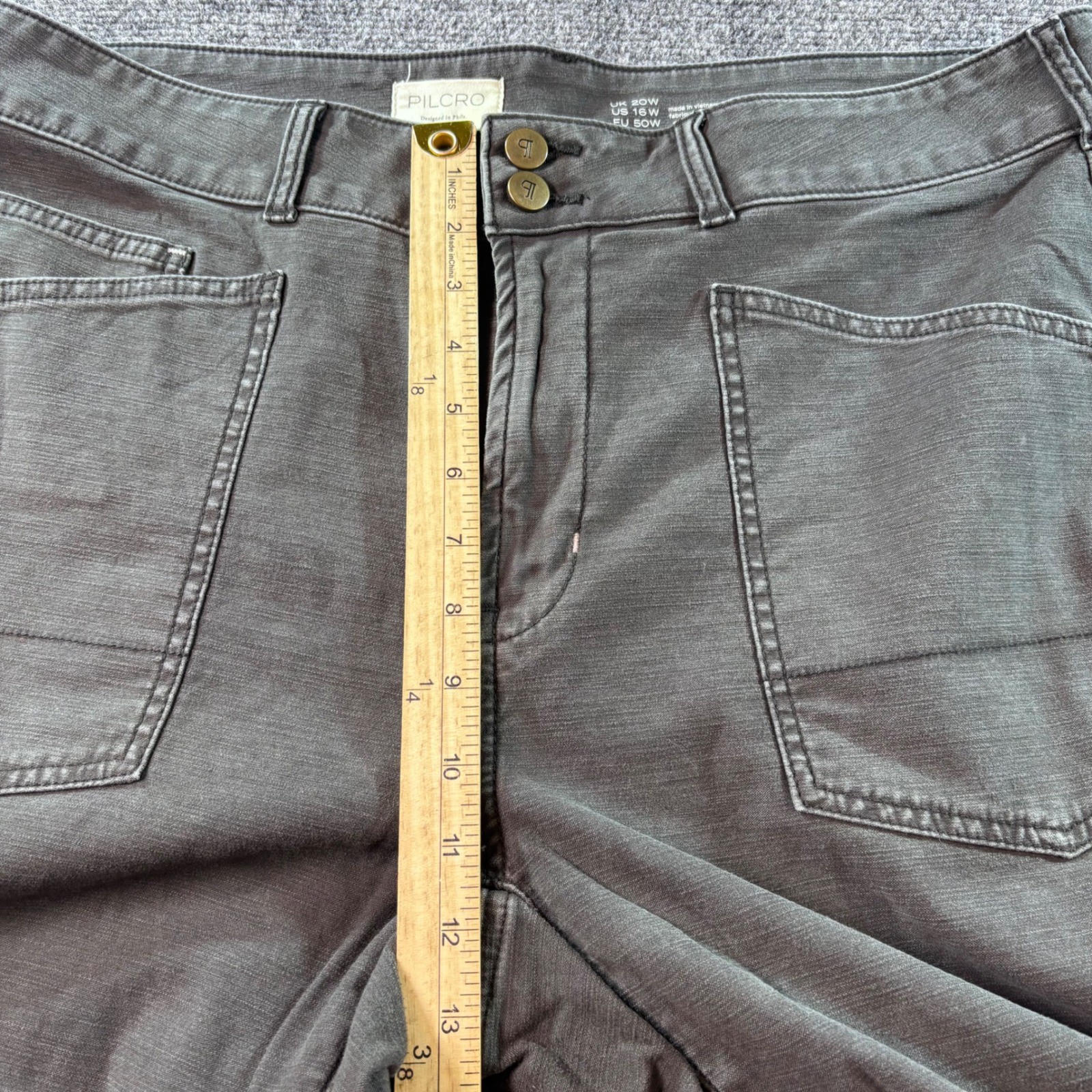 Pilcro Utility Pants Women 16W Dark Gray High Rise Paneled Cargo Anthropologie