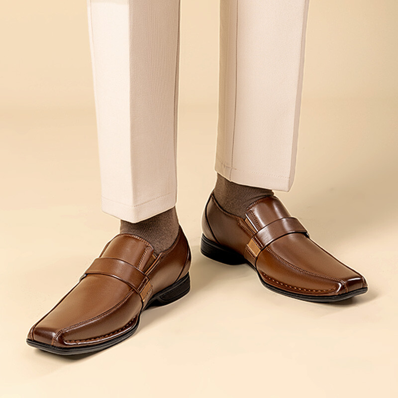 Men Dress Shoes Oxford Faux Leather Slip On Business Square Toe Loafer Shoes