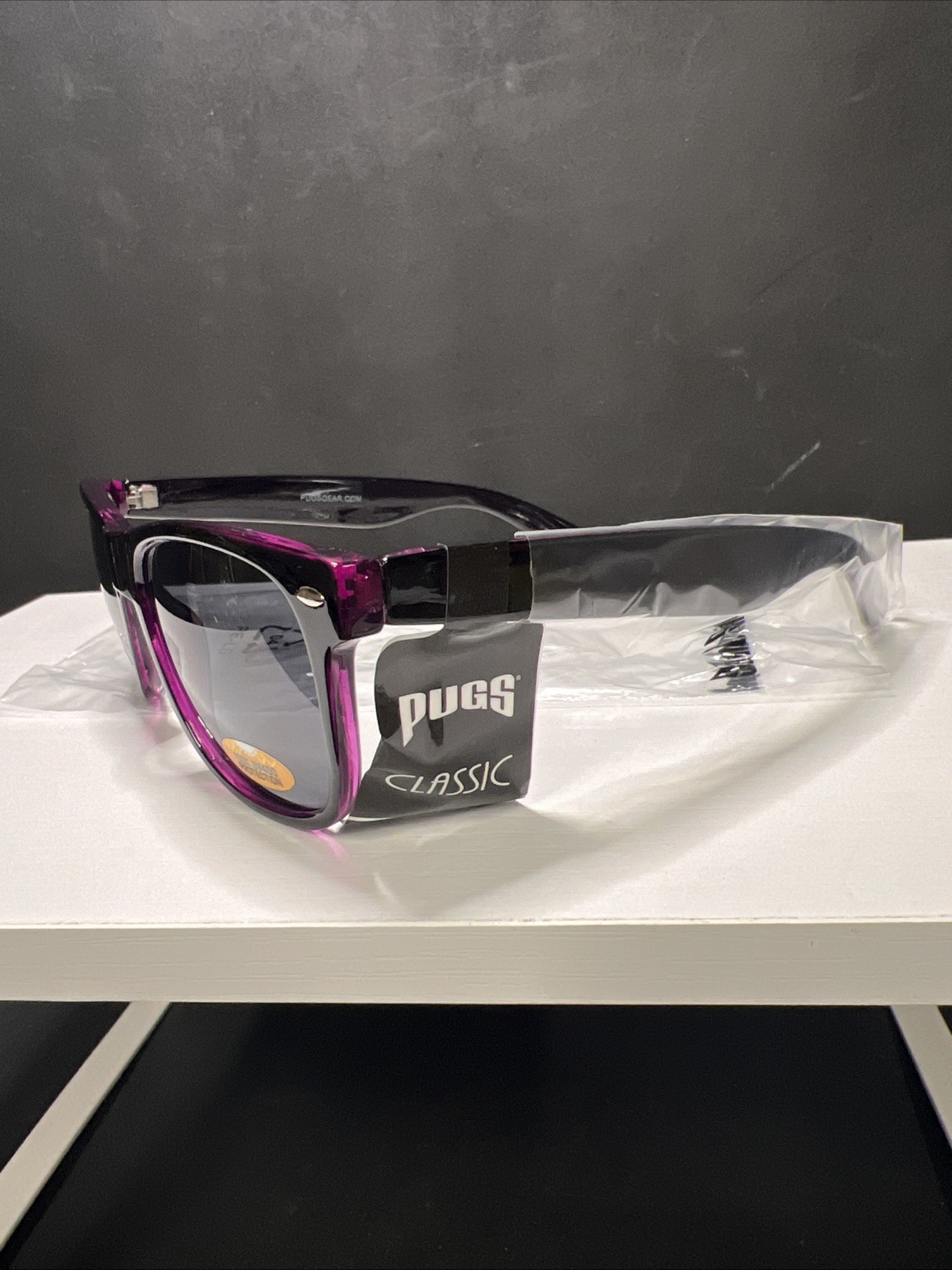 Pugs Classic C6 Sunglasses w/ Purple Frame & Smoke Colored Lenses New UV400