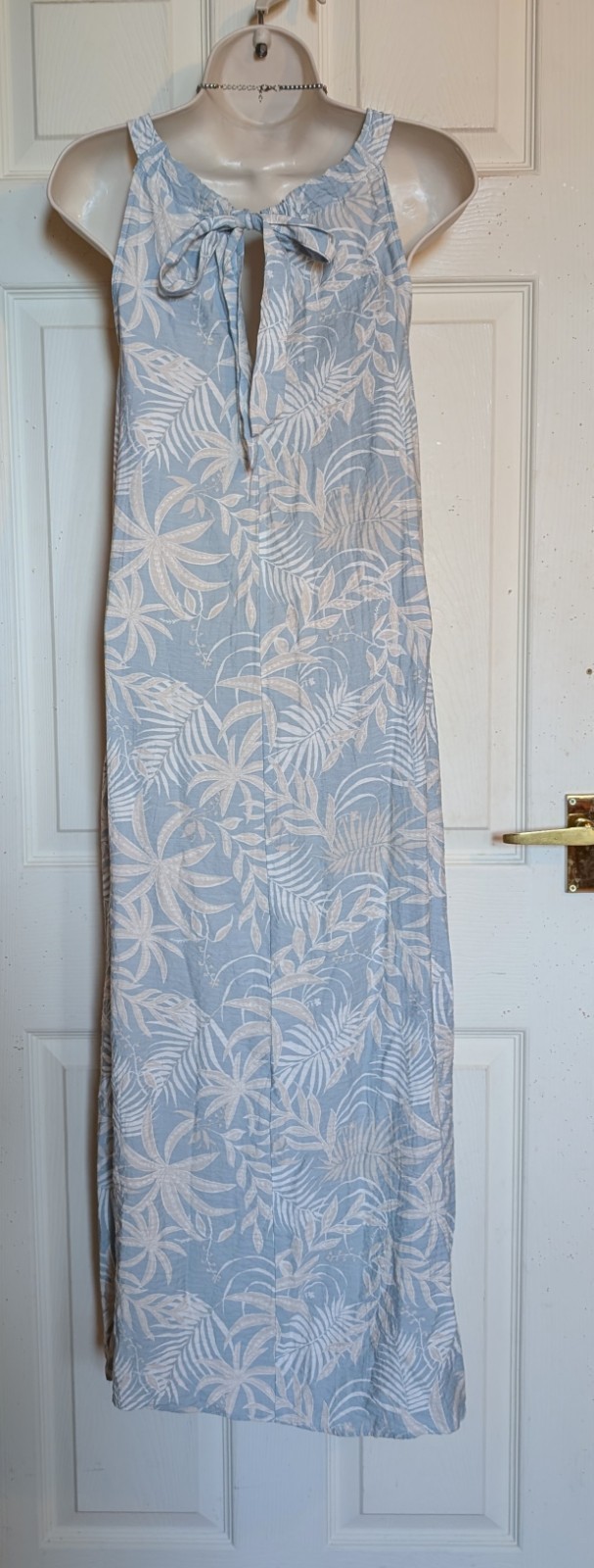 Boho lagenlook lightweight fabric palm print maxi dress sz 8 Holidays Summer