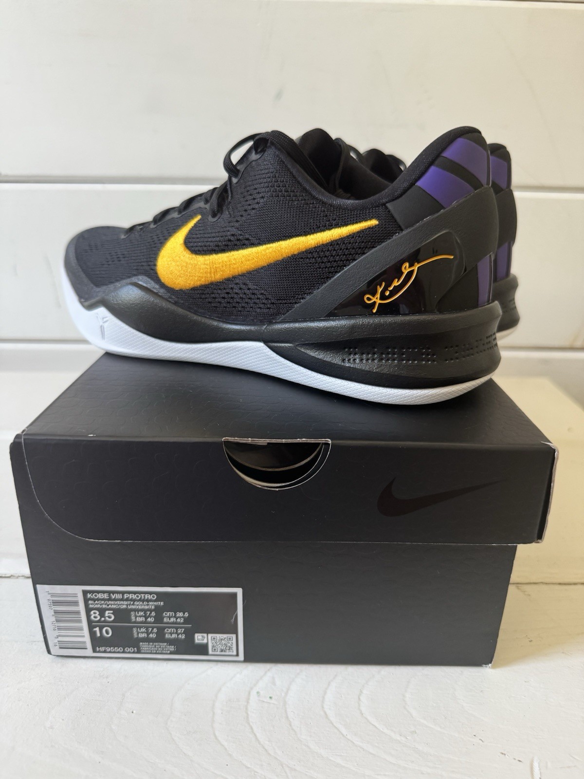 Nike Kobe 8 Protro “Lakers Away” Black/Univ Gold/White/Ct Purple HF9550-001