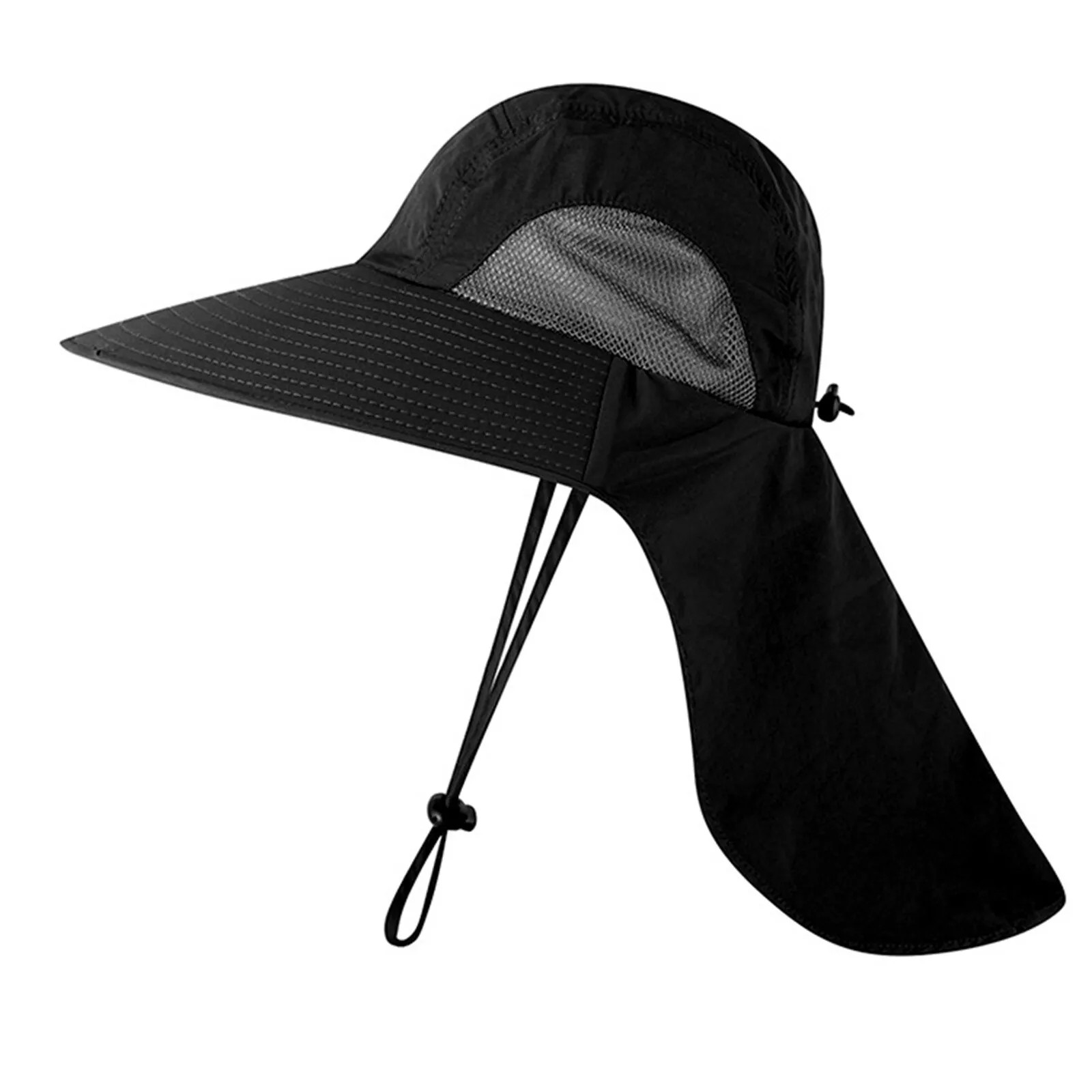 Wide Brim Sun Hat with Neck Flap UV Protection Hiking Fishing Cap for Men Women