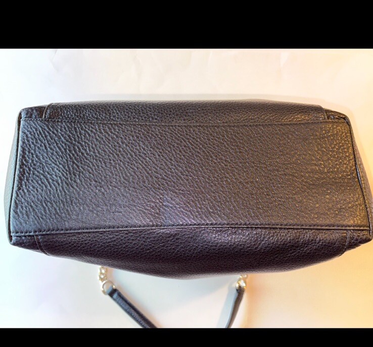 Ava Black Pebble Leather Chain Tote Bag by Coach