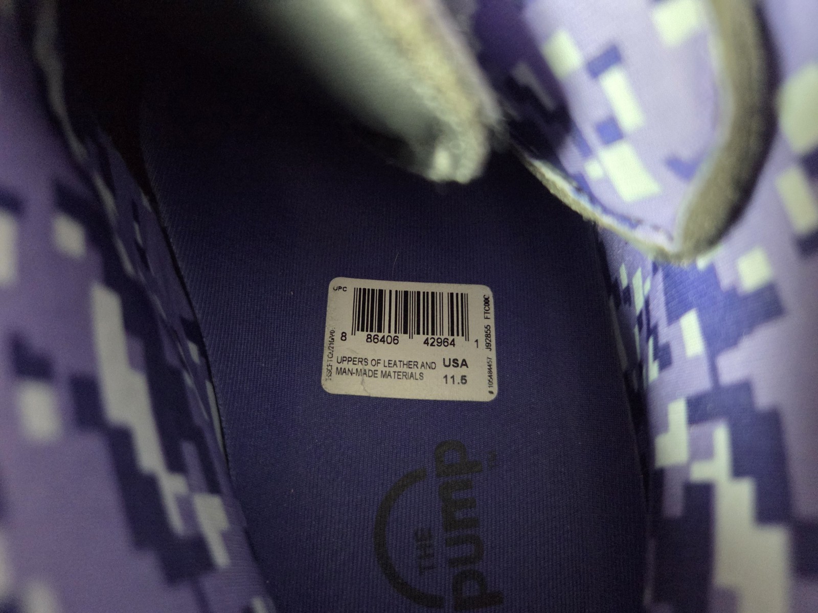 Reebok Pump Omni Lite Digital Camo Black/Purple Rare Retro Twilight size 11.5