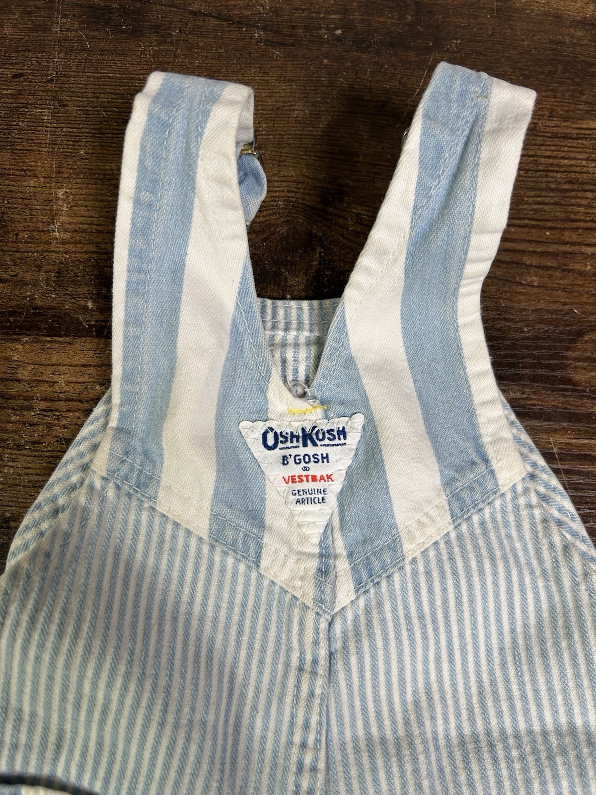 OSHKOSH B’gosh Blue White Striped Overall Shorts Size 12 months