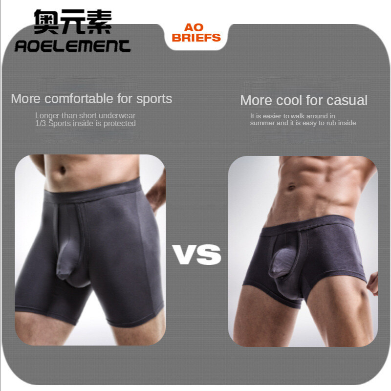 Mens Underwear Separate Penis Ball Pouch Breathable Comfort Sport Boxer Shorts