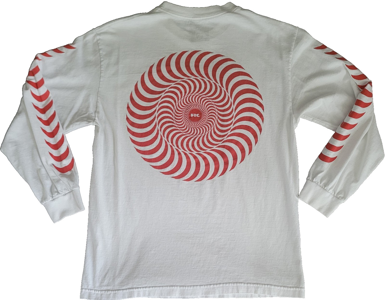 FTC X Spitfire Wheel Classic Swirl Long Sleeve Shirt White Red Men Medium Trippy