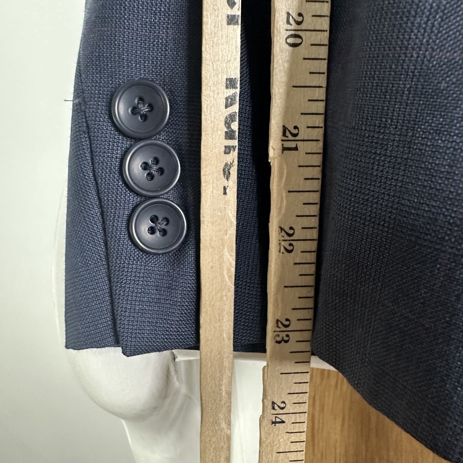 Biella Suit Mens 40L Navy Blue Glen Check 2 Button Vitale Barberis Canonico 110s