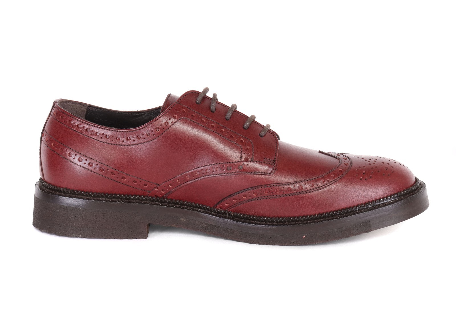 NWT CORNELIANI BROGUE SHOES burgundy calfskin luxury Italy EU 8
