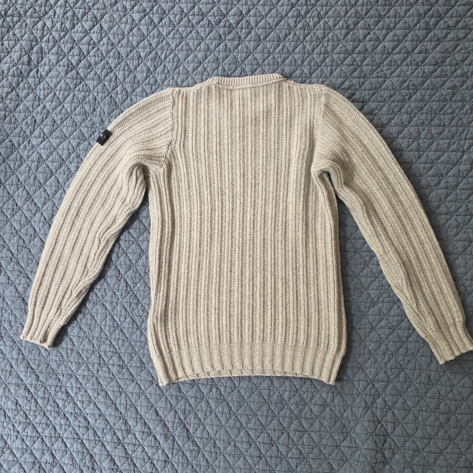 Stone Island Junior Boys Rib-Knit Crew Neck Sweater Logo Grey Size 14