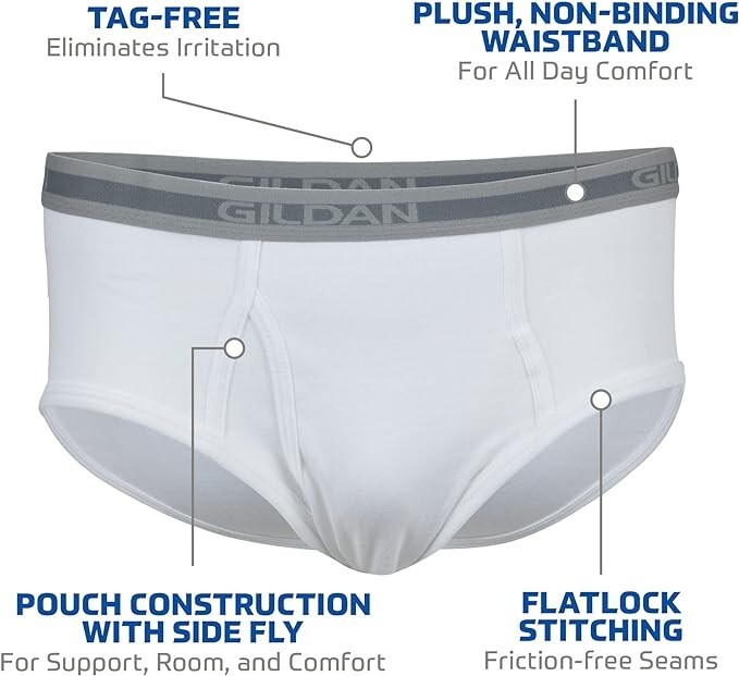 Gildan Men’s SELECT CLASSIC White BRIEFS 100% COTTON 6-24packs