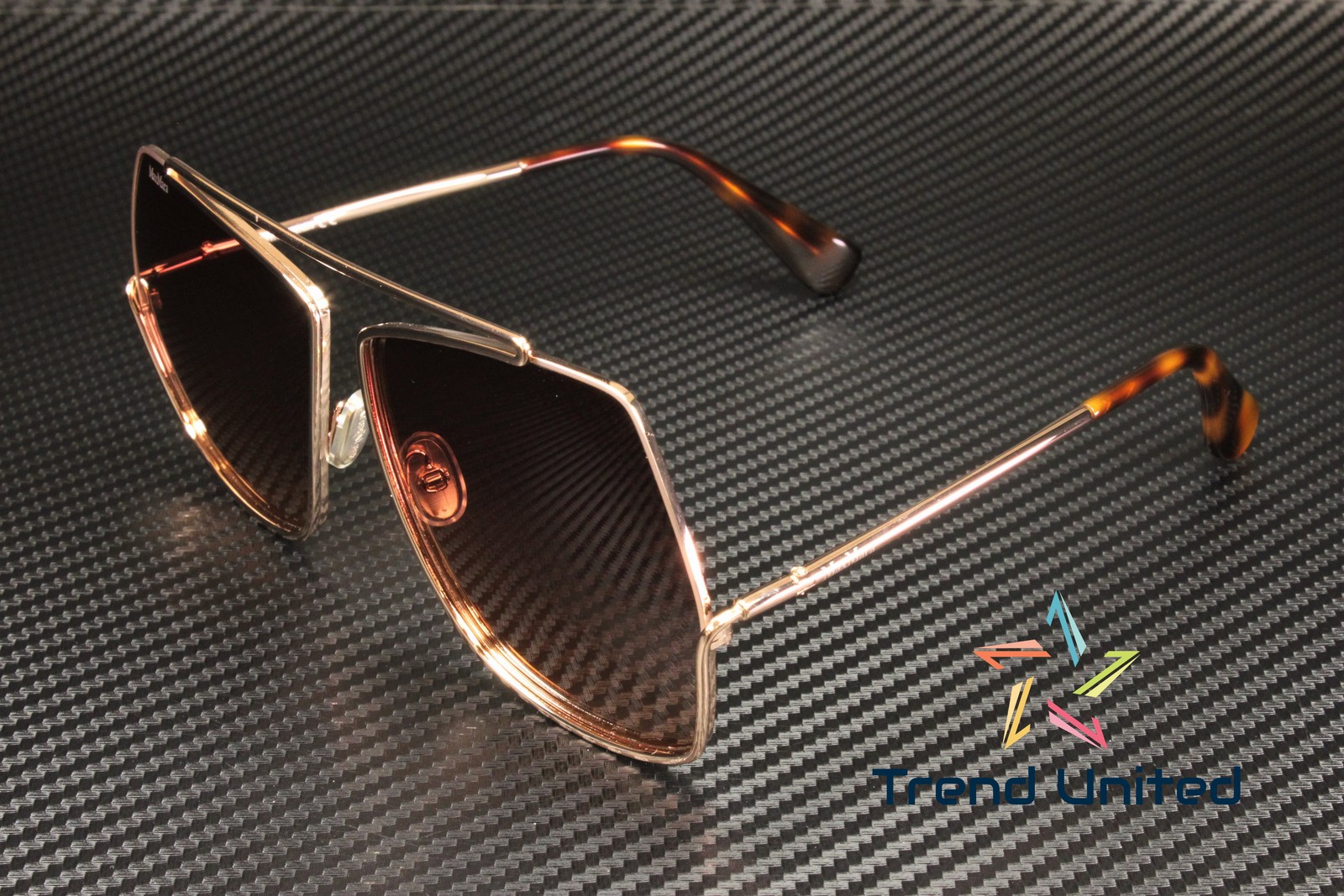 MaxMara MM0006 28F Shiny Rose Gold Gradient Brown Metal 64 mm Women’s Sunglasses
