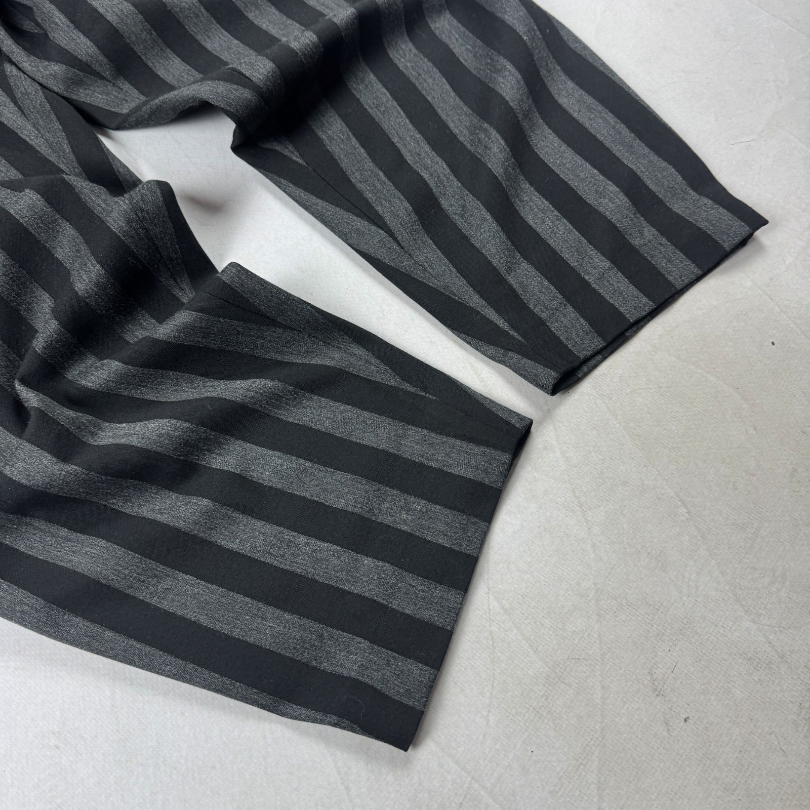 Vintage Black Gray Striped Balloon Trousers Baggy Avant Garde Pants