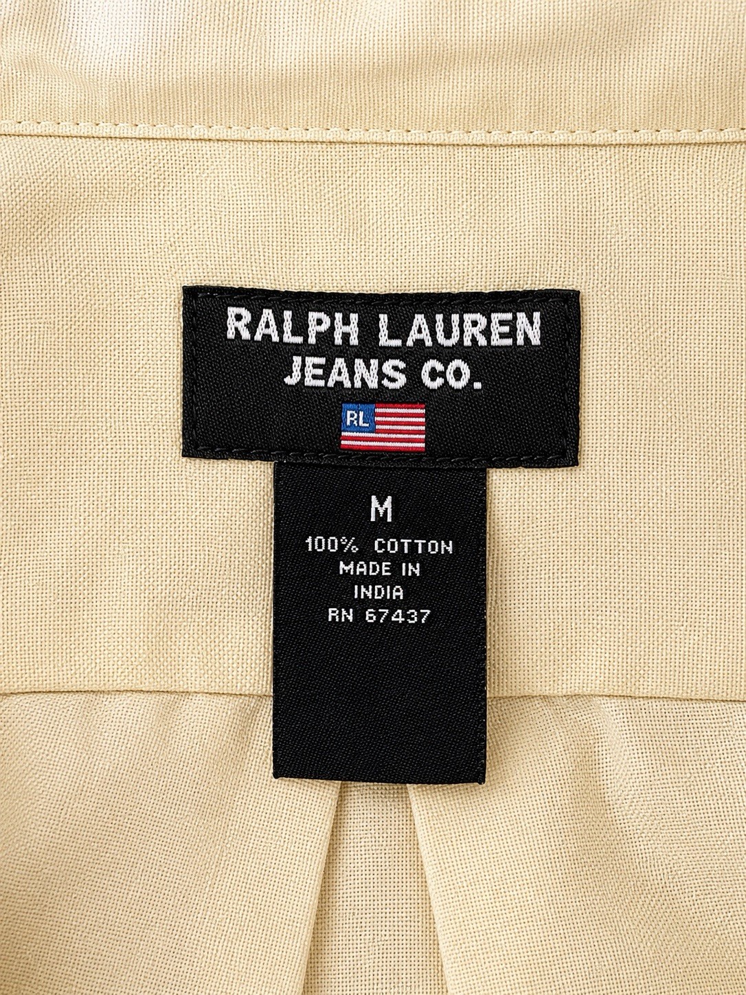 Vintage 90s Ralph Lauren Jeans Co. Cotton Woven yellow Solid Button-Down Shirt M