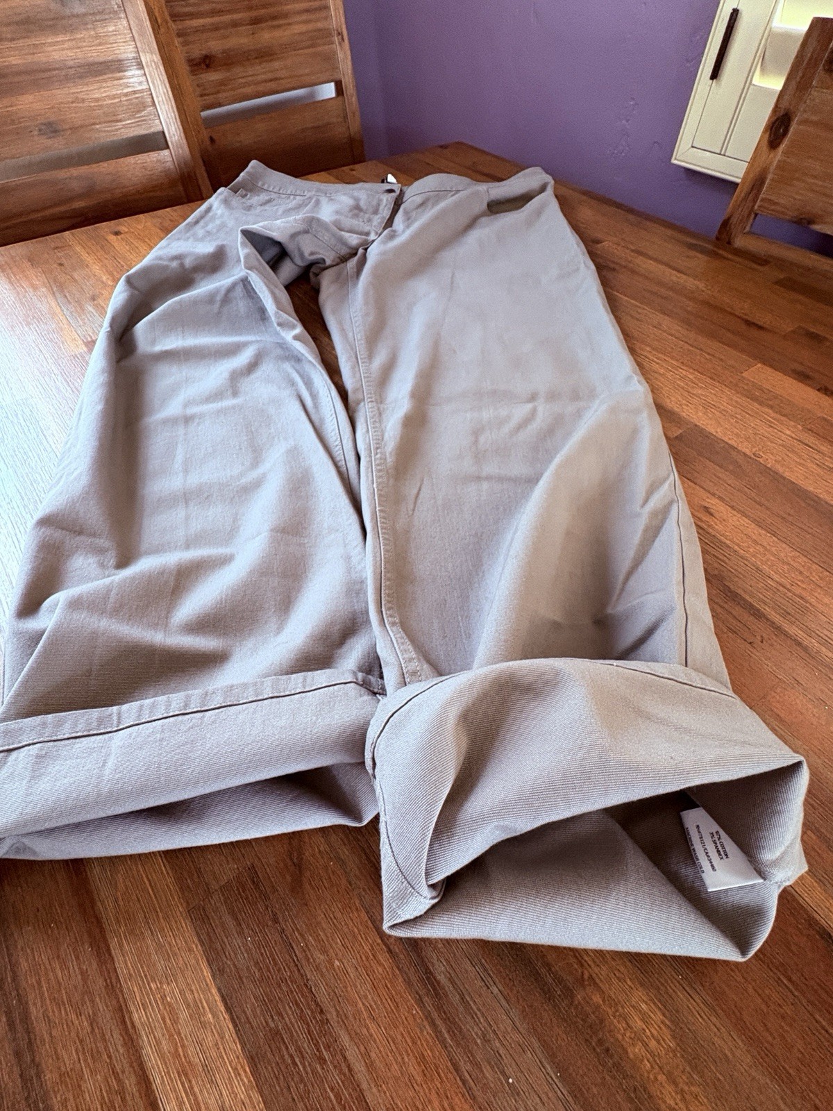 Eileen Fisher Pants Taupe Size Large Wide Leg 37” X 31” 97% Cotton / 3% Spandex
