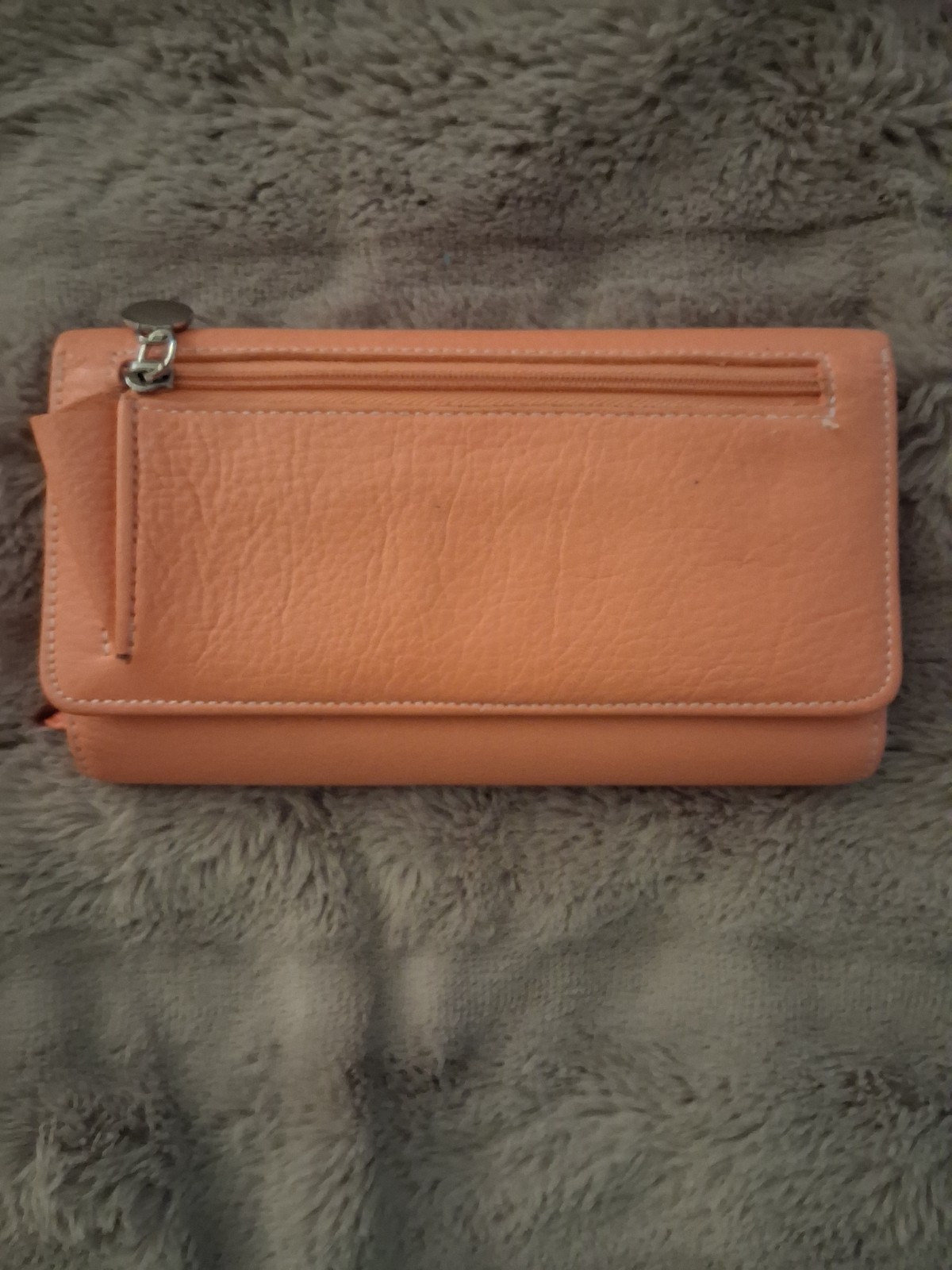 Vintage Buxton Bright Orange Leather Snap Closure Bifold Wallet with Check Book