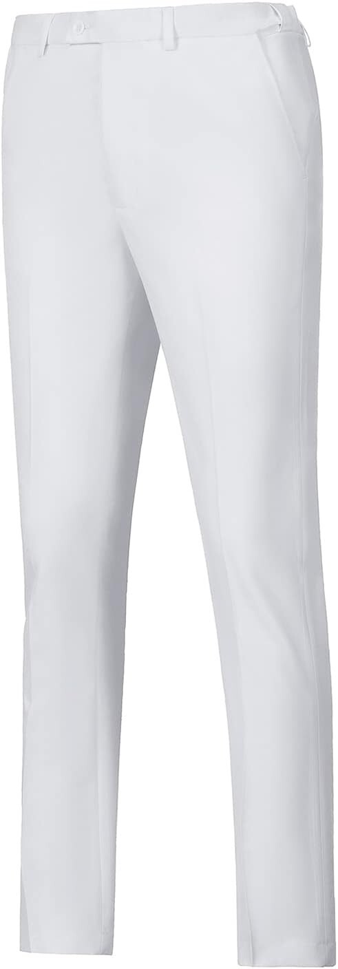 Men Suit Dress Pants Slim Fit Suit Groomsmen Wedding Pants Waist Flat Fit