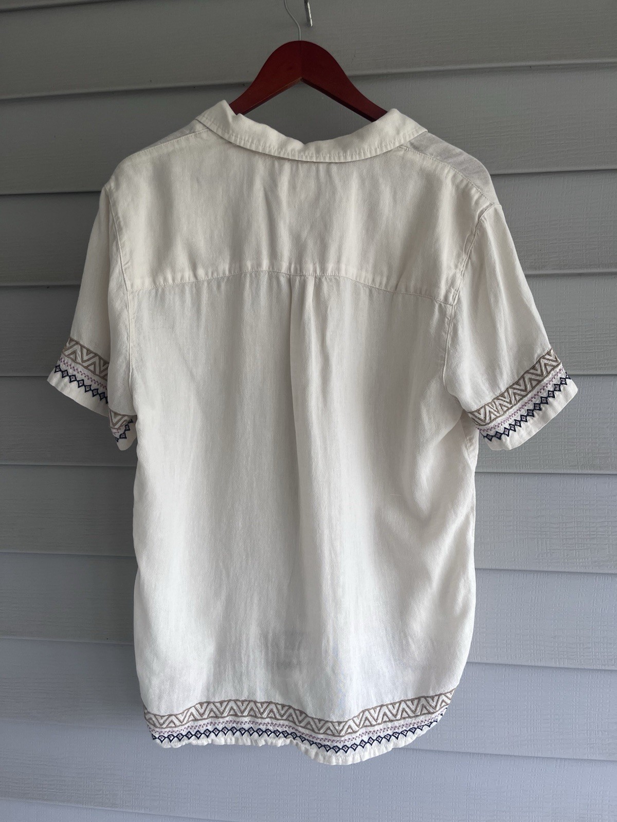 Marine Layer Linen Blend Resort Shirt Mens M/L Palm Tree Embroidered Camp Collar