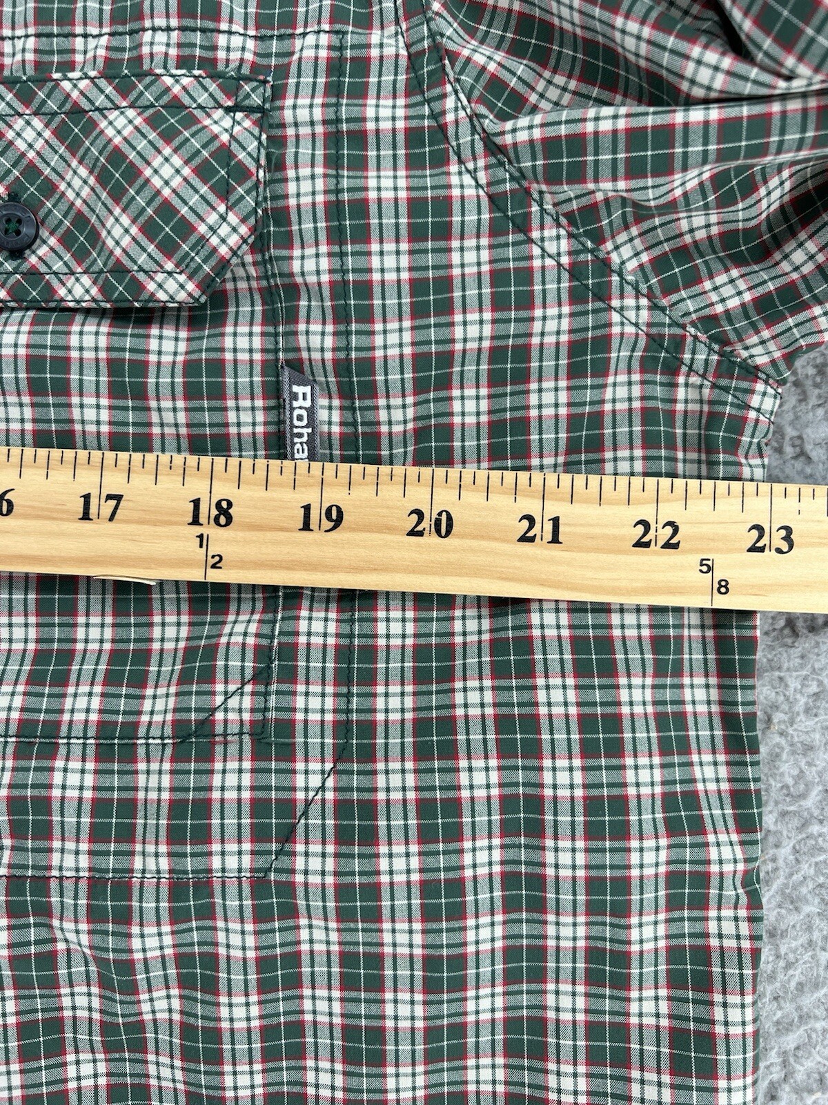 Rohan Wayfarer Mens Shirt Large Muticolor Plaid Button Up Long Sleeve Zip Pocket