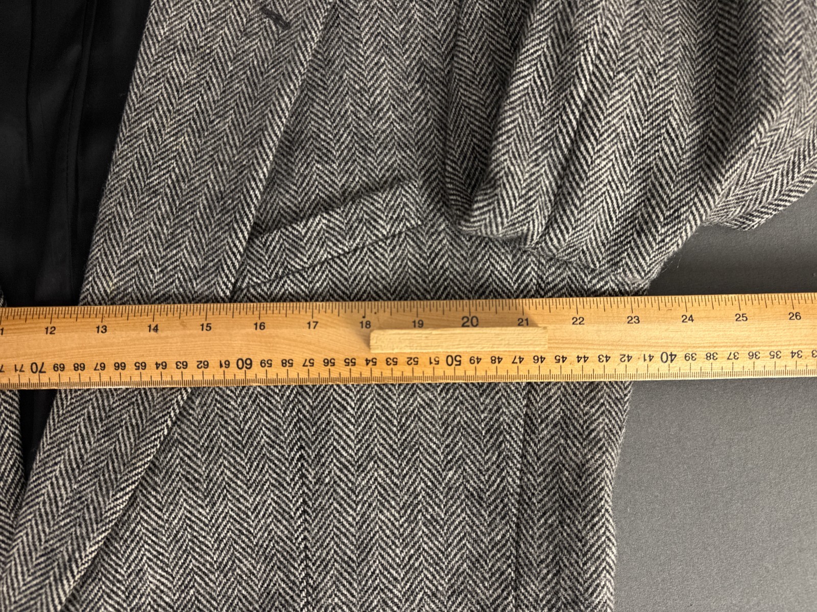 Deansgate Herringbone Blazer 46L Grey Wool Jacket Smart Vintage Tailoring