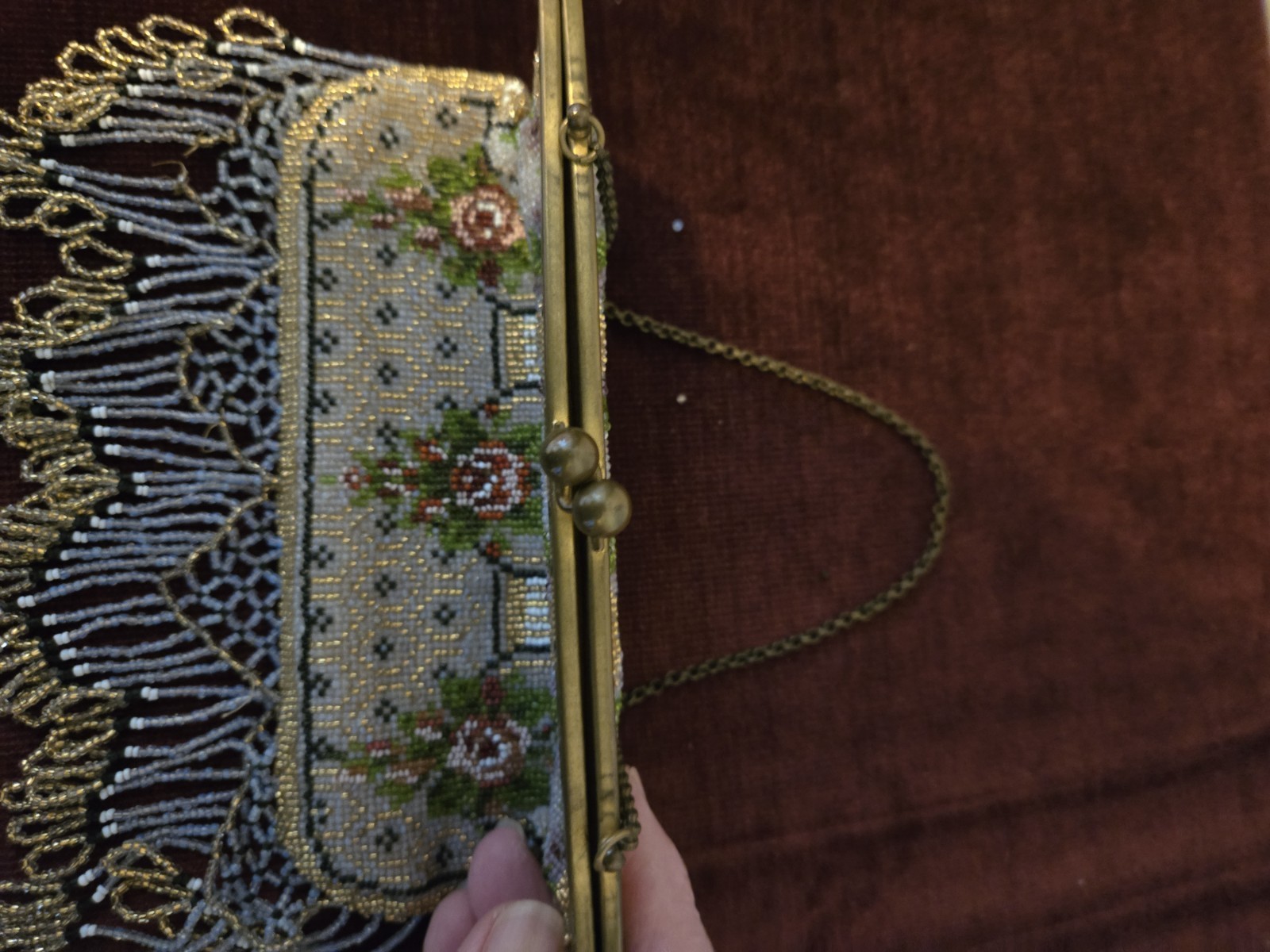 Antique 1900’s Rose Motif Beaded Purse